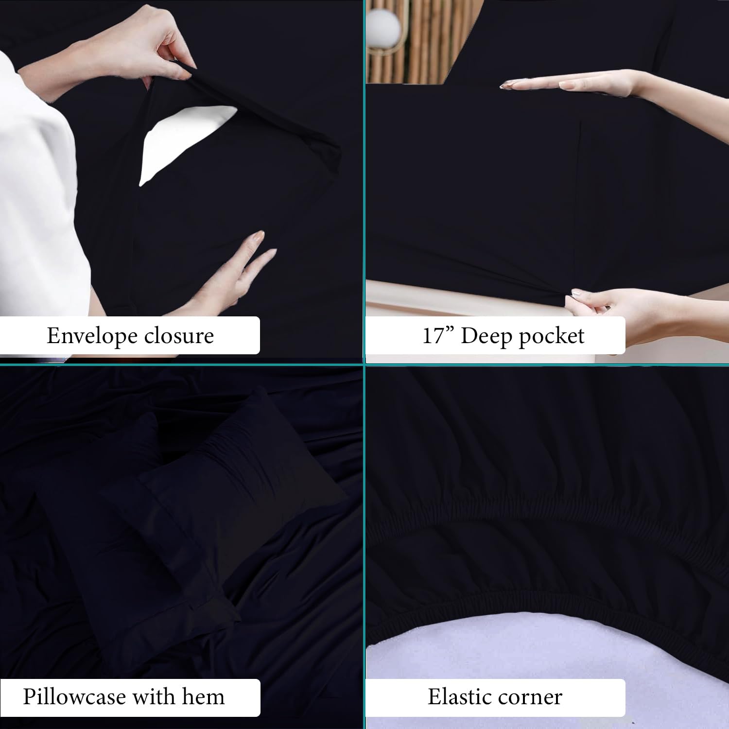 Bunny's Home 4-Piece Twin Sheet Set - Breathable Egyptian Cotton, 17