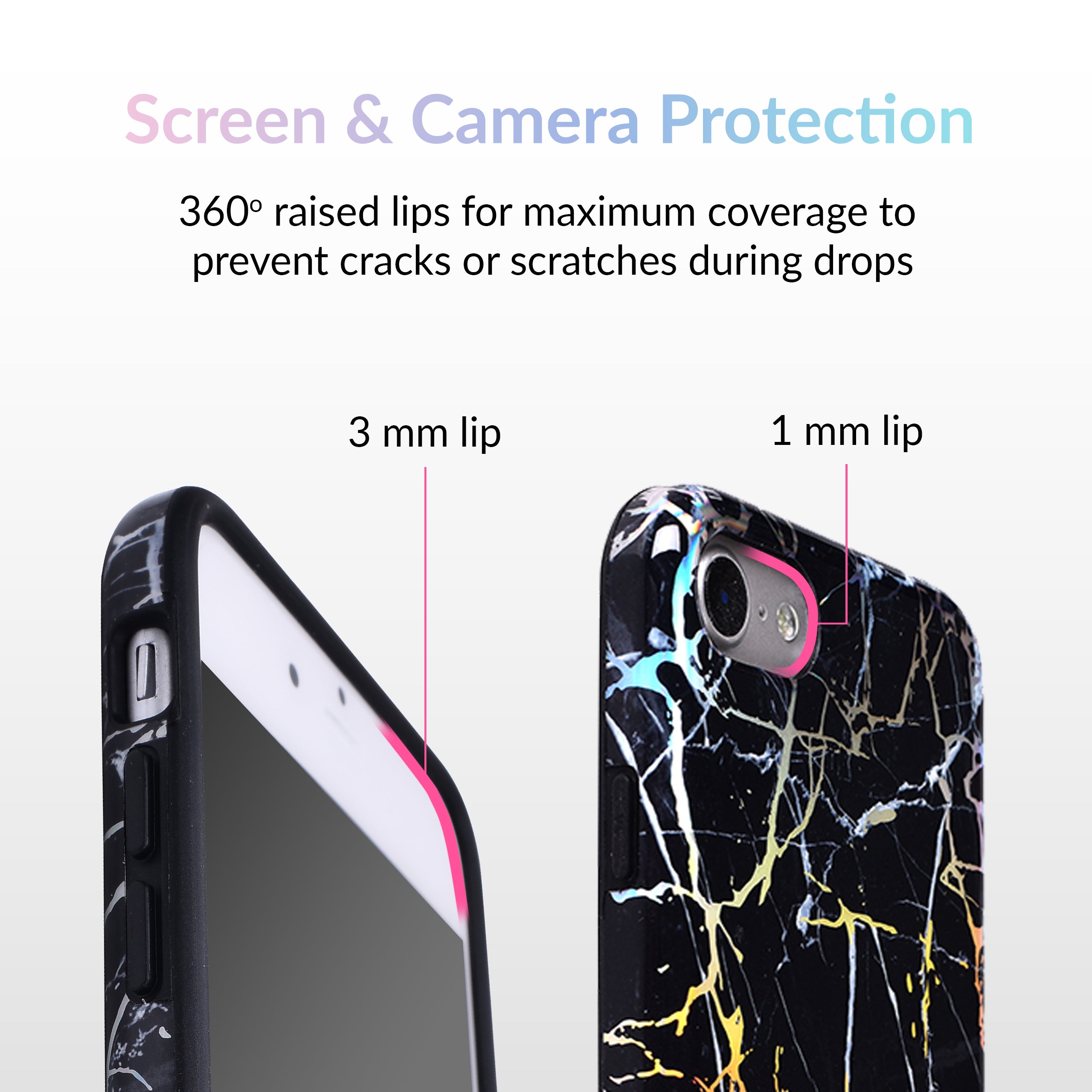 Holo Black Marble iPhone Case - Premium Protective Cover for iPhone [Model Numbers] | Shatterproof & Scratch-Resistant | Stylish Marble Design for Everyday Use, Work & Travel