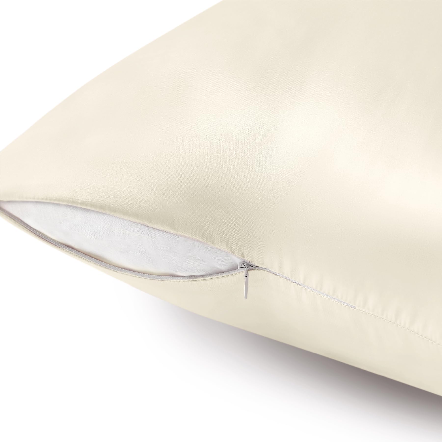 BEDELITE Satin Pillowcase with Zipper 2 Pack - Super Soft & Cooling Silk-like Standard Pillow Cases (20x26 Inches) for Women & Men - Perfect for Hair Care, Skin Protection & Better Sleep