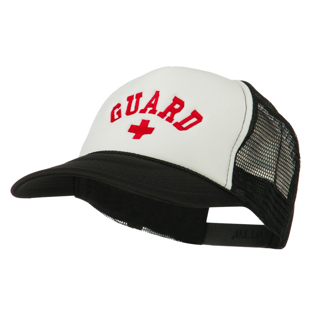 Life Guard Cross Embroidered Foam Mesh Back Cap - Breathable Adjustable Swim Hat for Beach, Pool & Water Sports