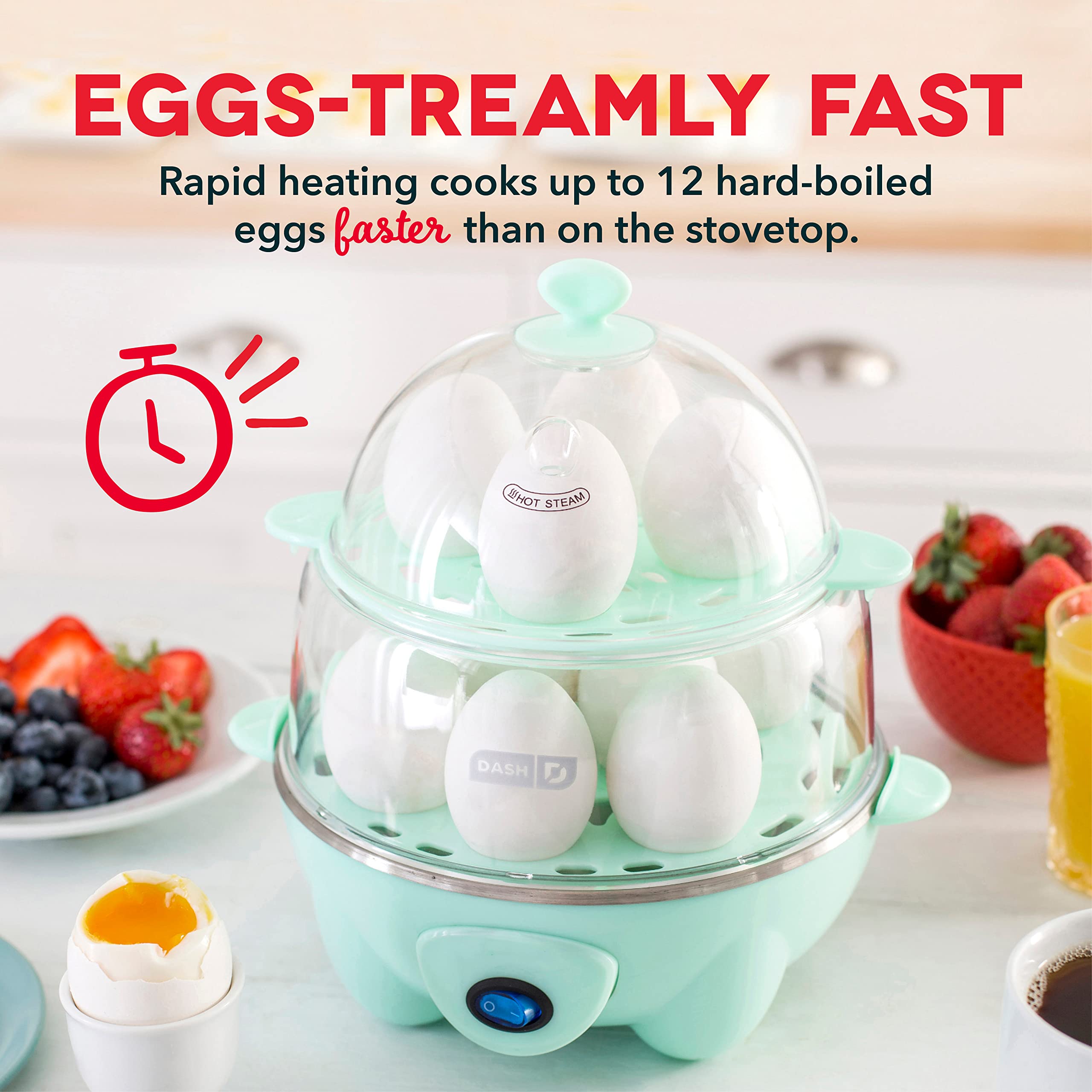 DASH Deluxe Rapid Egg Cooker & Mini Waffle Maker for Eggs, Waffles, Hash Browns & Keto Chaffles - Perfect for Breakfast, Keto Diet & Small Kitchen Appliances