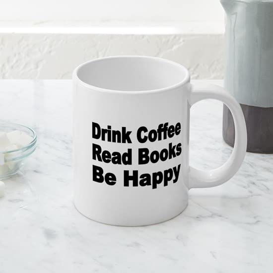 Drink Coffee Read Books Be Happy 2-Pack 20oz Ceramic Coffee Mugs - Large Oversized Mega Mugs for Coffee, Tea & Hot Beverages - Perfect for Book Lovers, Readers & Coffee Enthusiasts at Home or Office