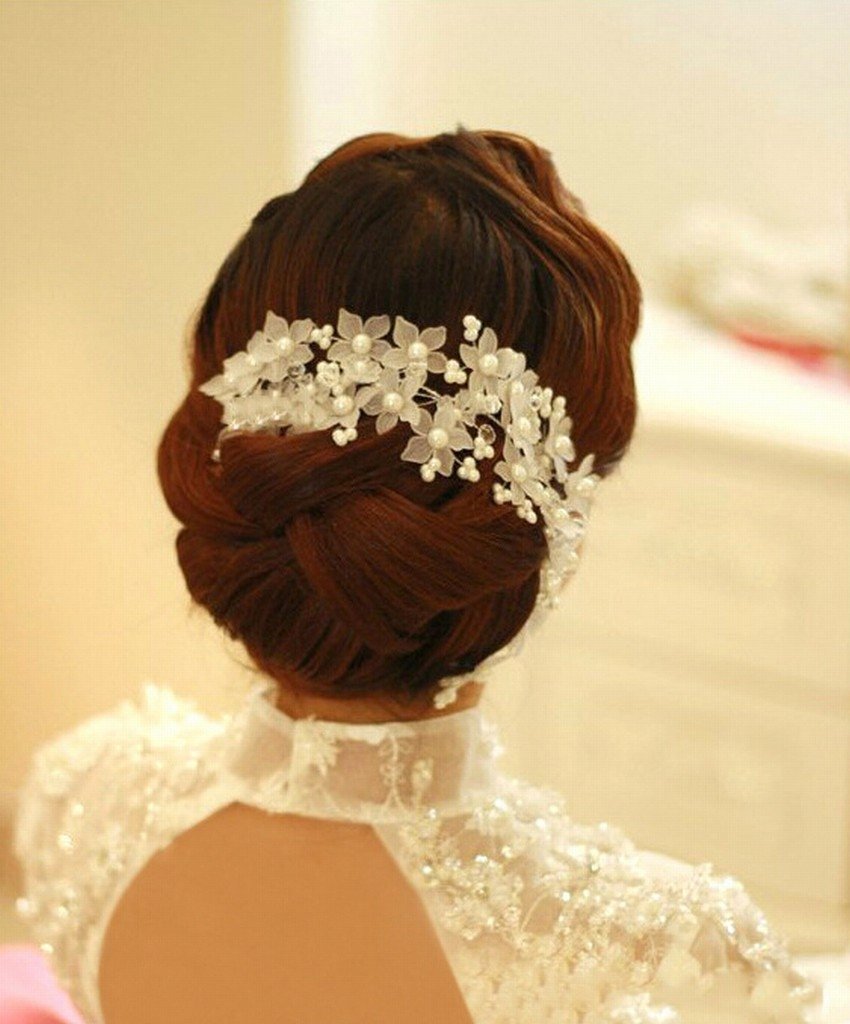 KAMAY'S® Handmade Pearl Bridal Hair Accessories – Elegant Floral Headband for Weddings, Bridal Shower & Special Occasions | Wedding Hair Jewelry & Headdress