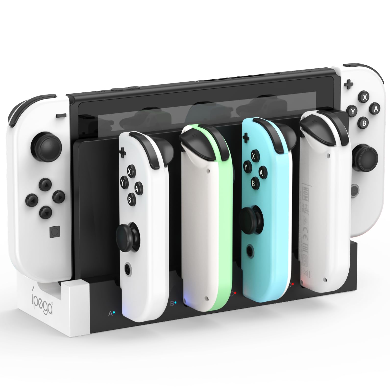 FYOUNG Switch & Switch OLED Joy-Con Charging Dock Station with LED Indicator - White | Fast Charging Stand for Nintendo Switch Joy-Con Controllers | Perfect for Gaming, Travel & Multiplayer Sessions
