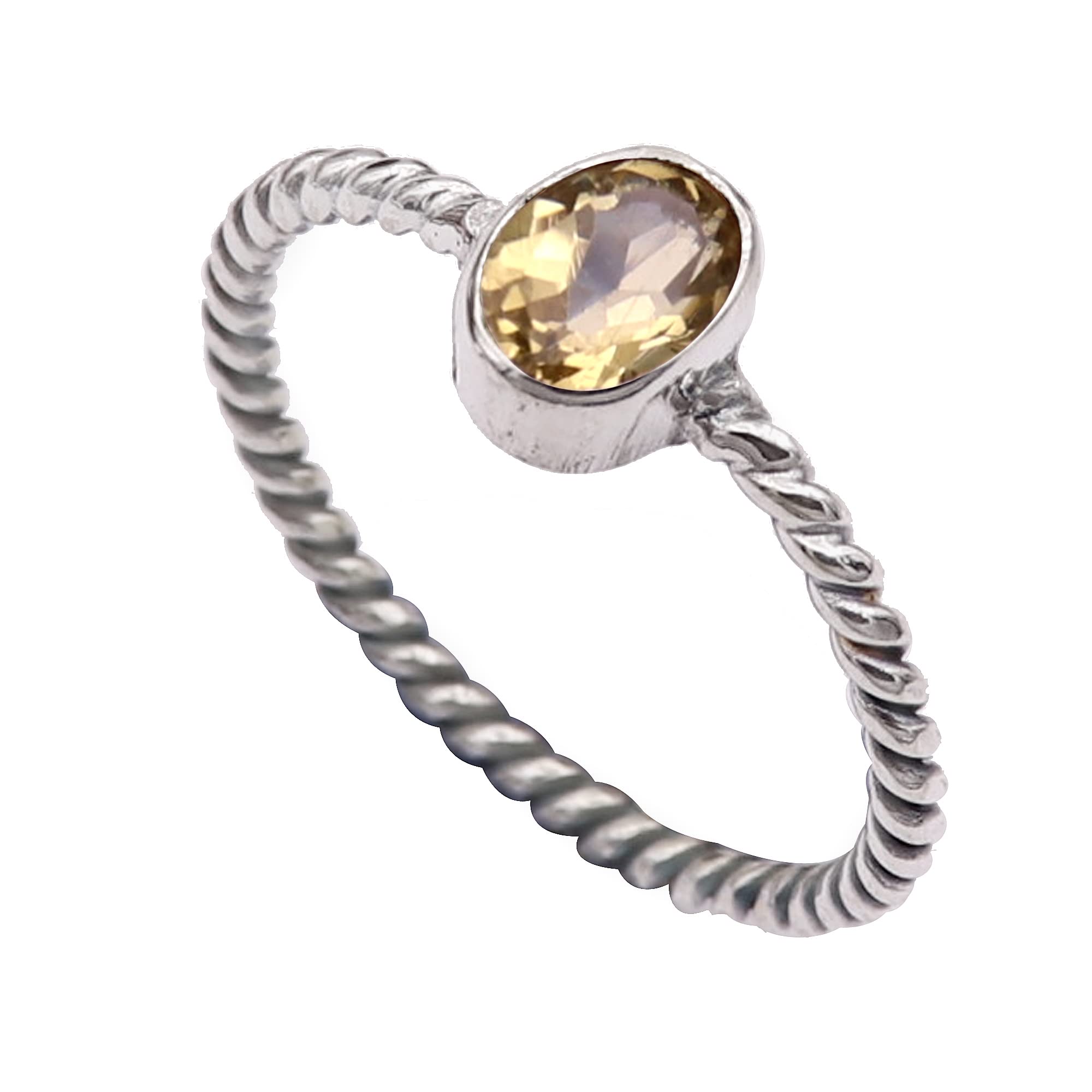 925 Sterling Silver Citrine Faceted Gemstone Band Ring for Men & Women | Handmade Jewelry Gift | Wedding, Anniversary & Everyday Wear - GESR-337B