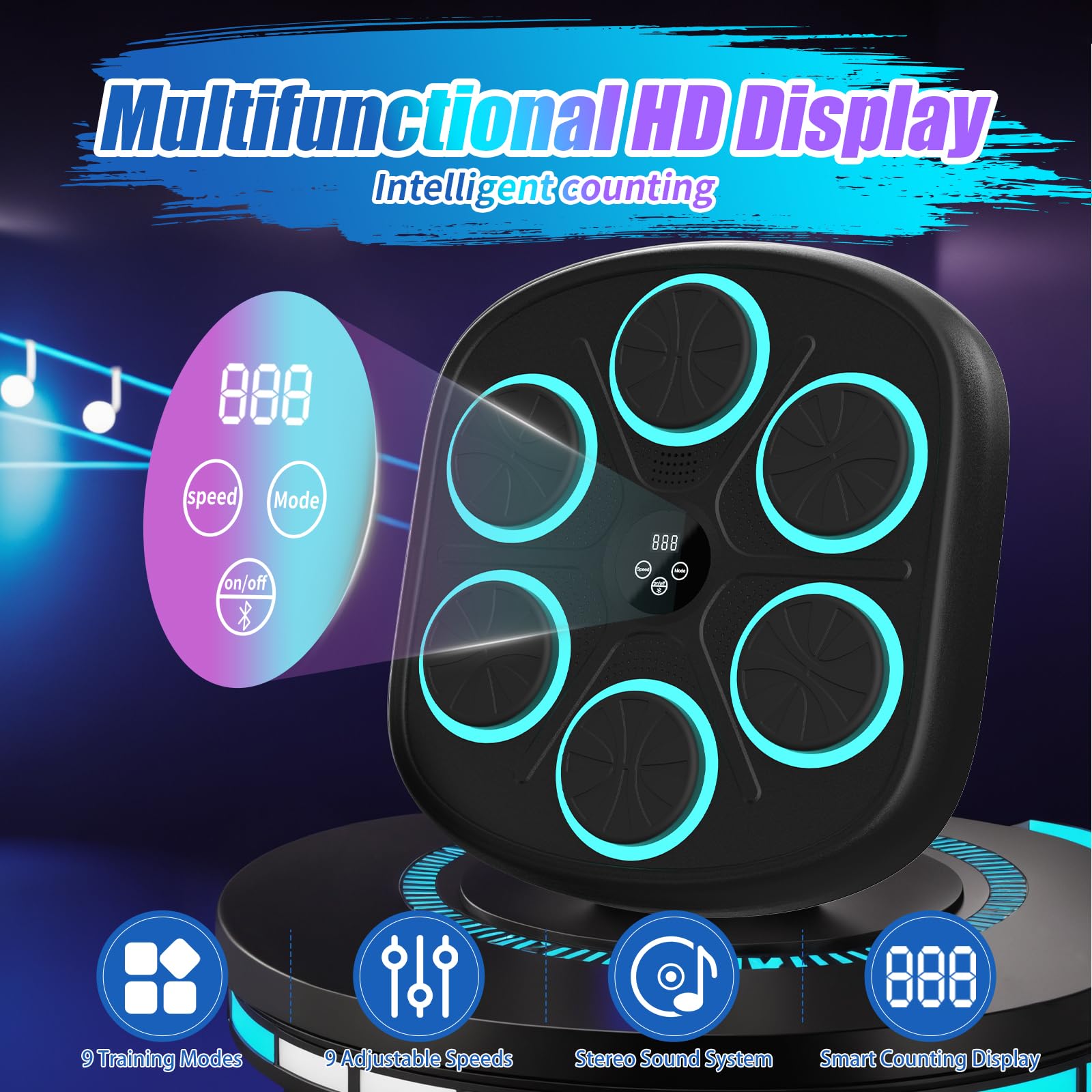 2025 Upgraded Music Boxing Machine - Large Wall Mounted Punching Bag with Gloves for Adults & Kids - 9 Training Modes & 9 Speed Levels - Perfect for Home Gym, Boxing Training, and Fitness Workouts
