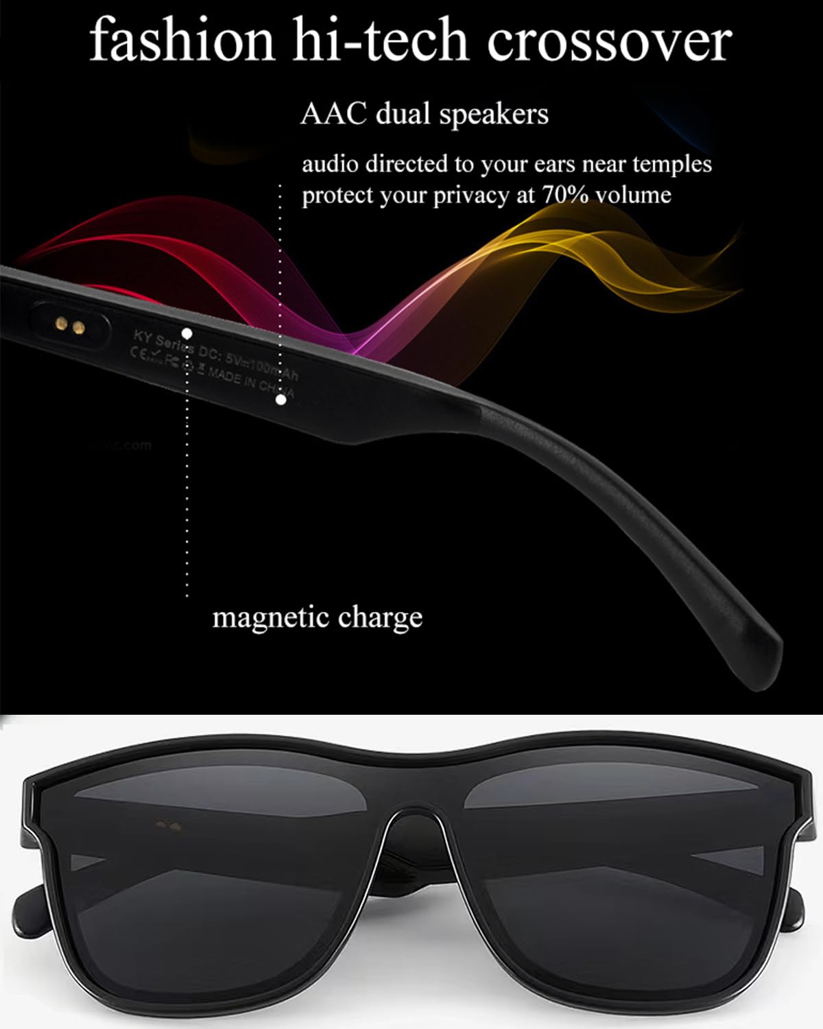 Bluetooth Smart Glasses for Men & Women - Polarized Sunglasses with Built-in Speakers, Touch & Voice Control - Perfect for Driving, Running & Outdoor Activities