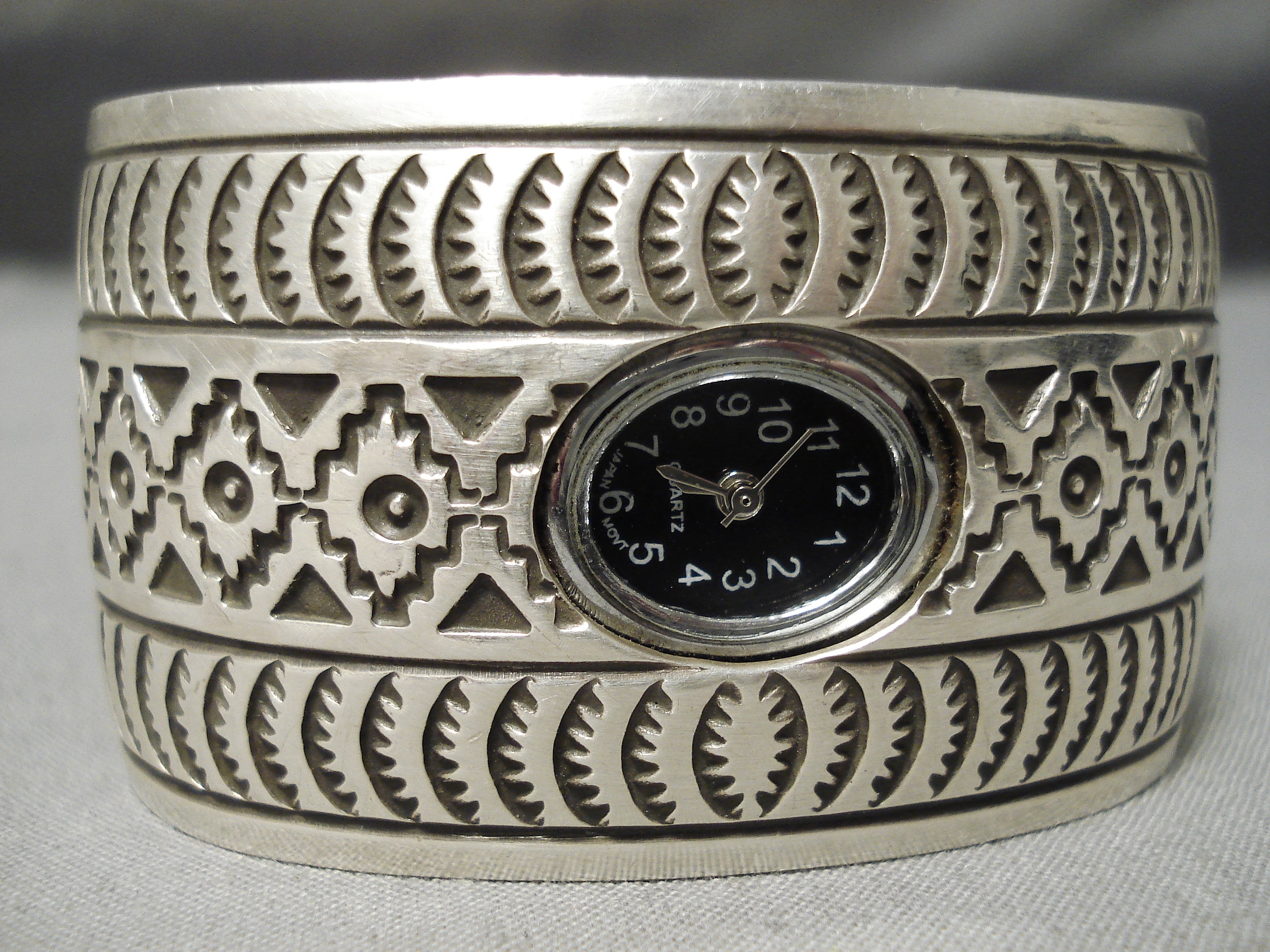 10x Intricate Vintage Native American Navajo Sterling Silver Wide Watch Bracelet - Authentic Handcrafted Jewelry for Women, Perfect for Boho Fashion, Special Occasions & Gift Giving