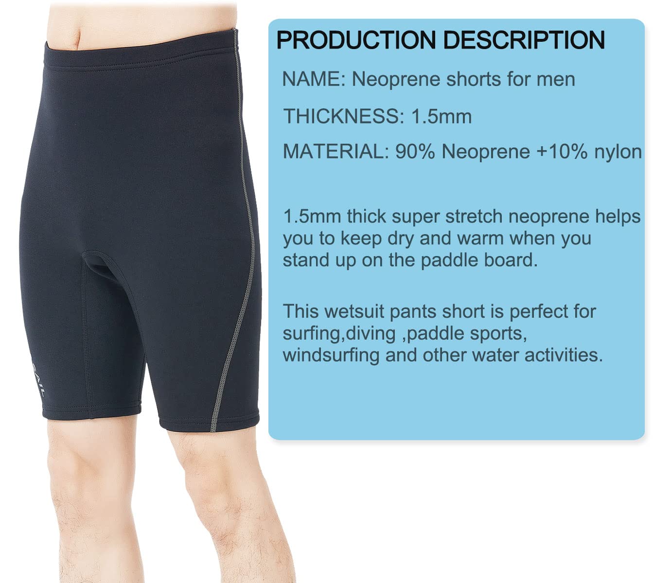 **1.5mm Neoprene Wetsuit Shorts for Men & Women - Swim, Surf, Snorkel, Dive - Perfect for Water Sports & Beach Activities**