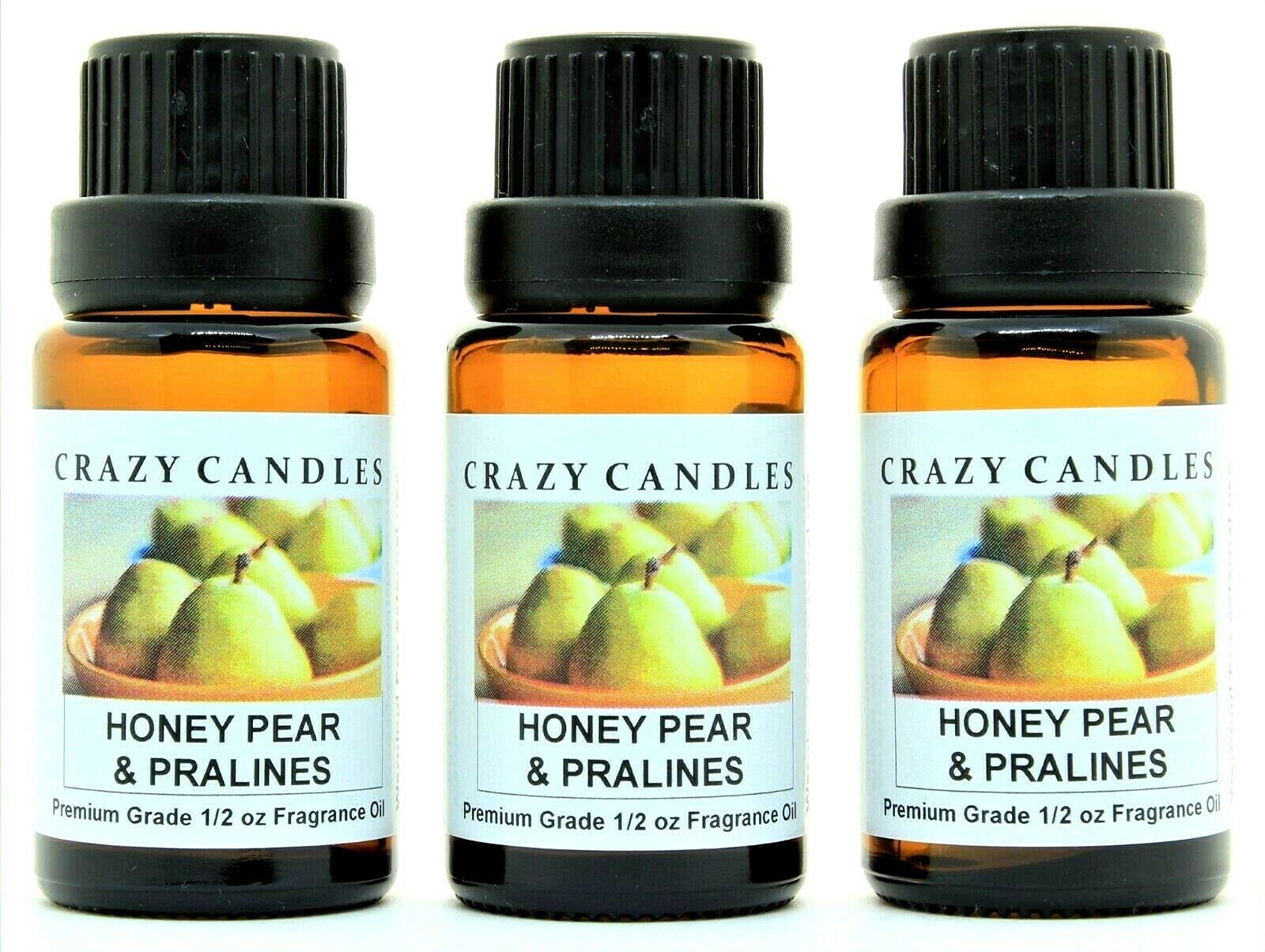 Premium Honey Pear & Praline Scented Fragrance Oil - 3 Pack (1/2 Fl Oz/15ml Each) - Aromatherapy, Candles, Diffusers & Home Fragrance