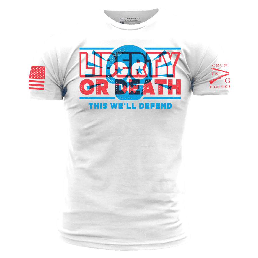 Liberty Or Death T-Shirt - White Cotton Unisex Tee for Patriotic & Casual Wear | Perfect for 4th of July, Veterans Day & Everyday Outfits