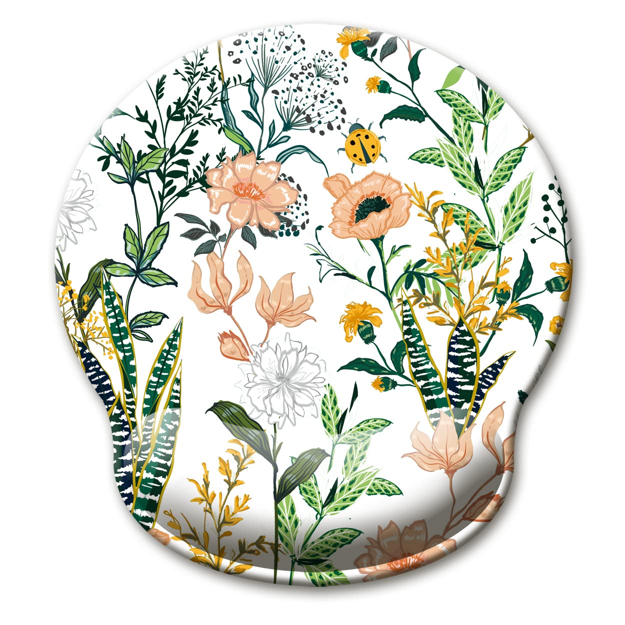 HOPONY Ergonomic Gel Mouse Pad with Wrist Support - Comfortable Non-Slip Computer Mousepad for Laptop & PC - 9x10 Inch Floral Design for Office, Gaming & Pain Relief (Cute Floral Pattern)
