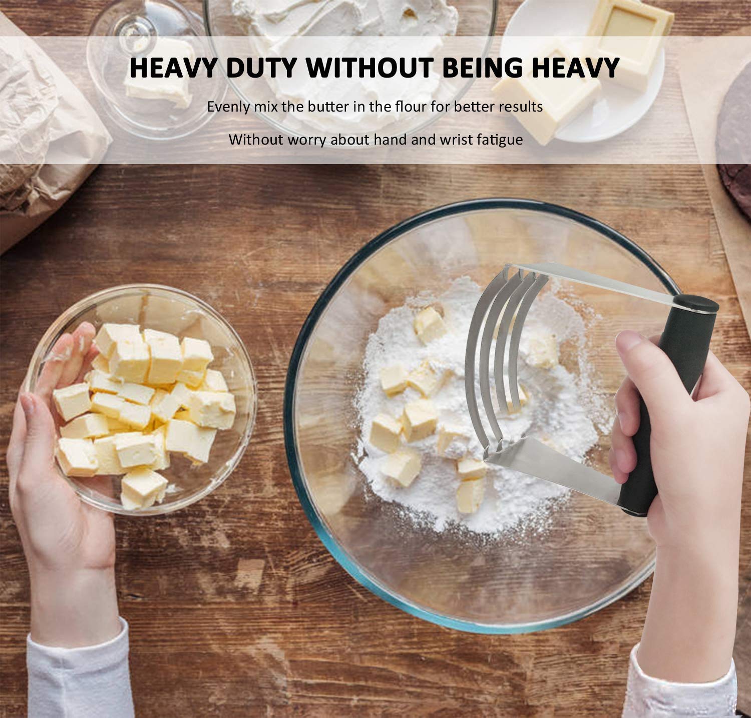 WALFOS Stainless Steel Dough Blender - Heavy Duty Pastry Cutter for Baking Pasta, Pie Crust, Cake & Cookies | Perfect for Home Bakers & Professional Kitchens