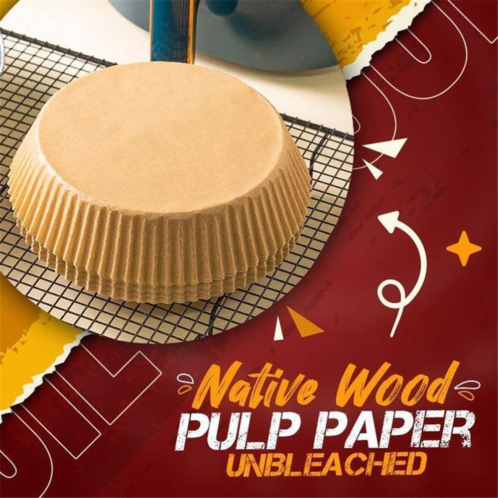 **150-Pack Air Fryer Disposable Parchment Paper Liners - Natural, Non-Stick, Oil-Proof for Baking, Roasting & Microwaving - Perfect for Air Fryer, Oven & Microwave Cooking**