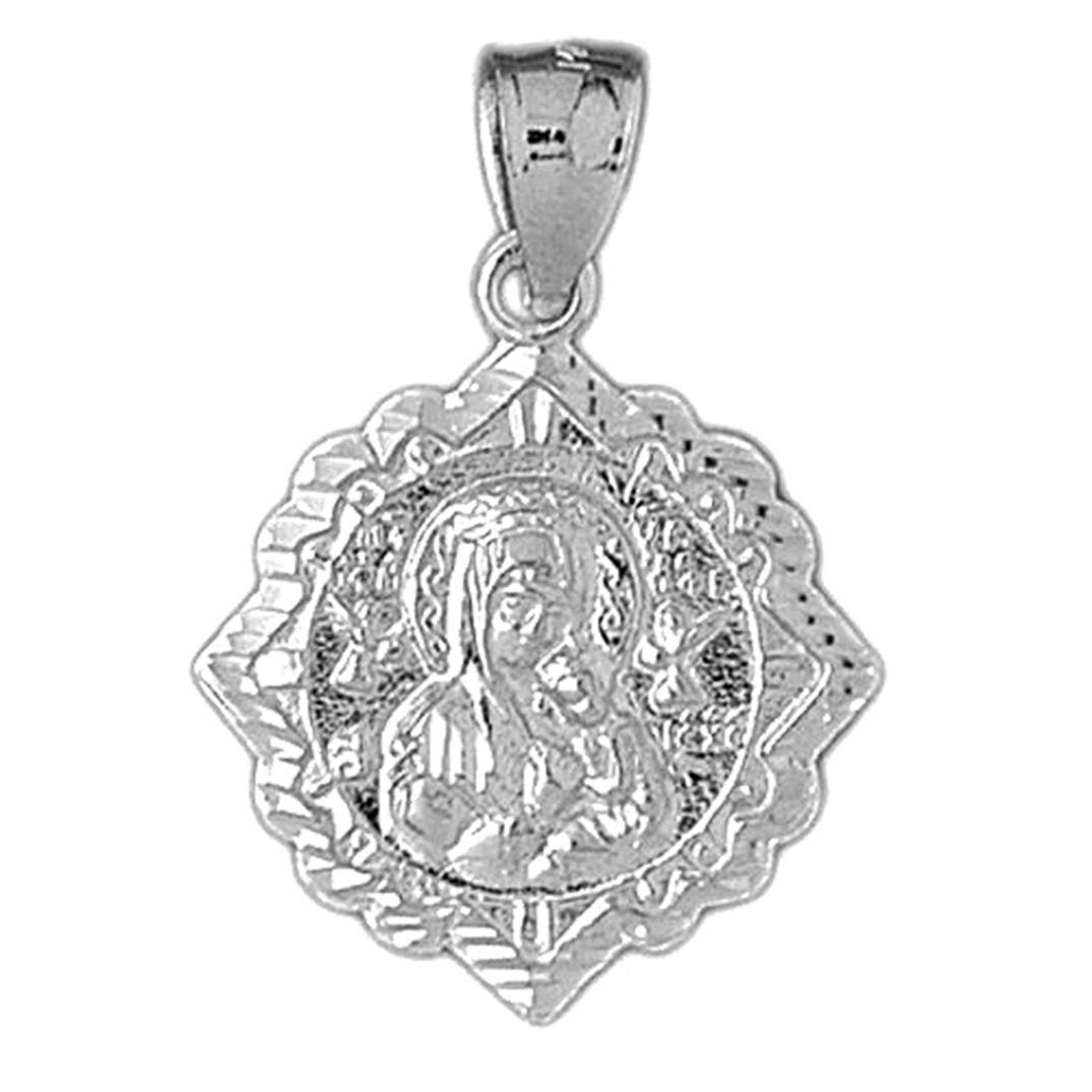 Sterling Silver 925 Our Lady of Guadalupe Pendant Necklace - 33mm Religious Jewelry for Women, Perfect for Gifts, Baptism, First Communion & Daily Wear