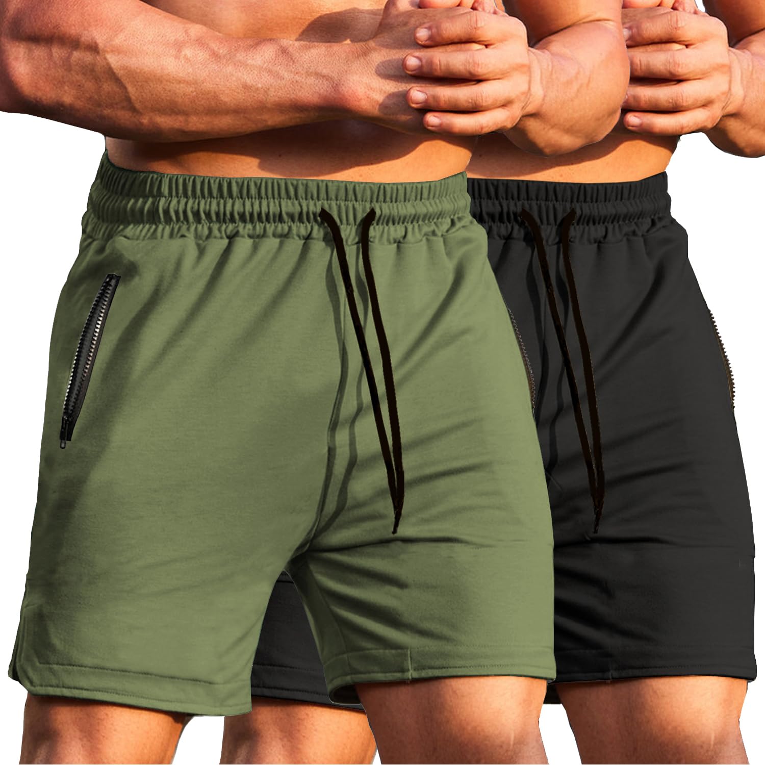 COOFANDY Men's Gym Workout Shorts - Athletic Training & Weightlifting Shorts with Zipper Pockets for Bodybuilding, Running & Fitness | Moisture-Wicking & Comfortable for Gym, Sports & Outdoor Activities