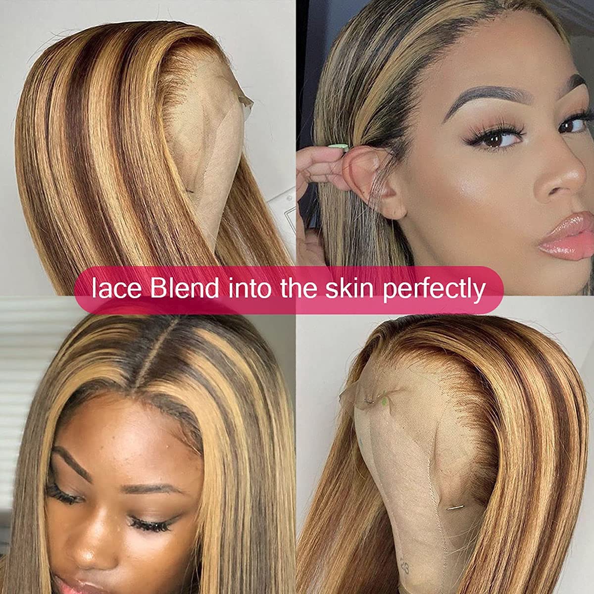 13x6x1 HD Lace Front Wig Human Hair Straight - Brazilian Virgin Hair 150% Density 4/27 Ombre Blonde - Pre Plucked with Baby Hair for Black Women (18 Inch) | Natural Look for Daily Wear, Parties & Special Occasions