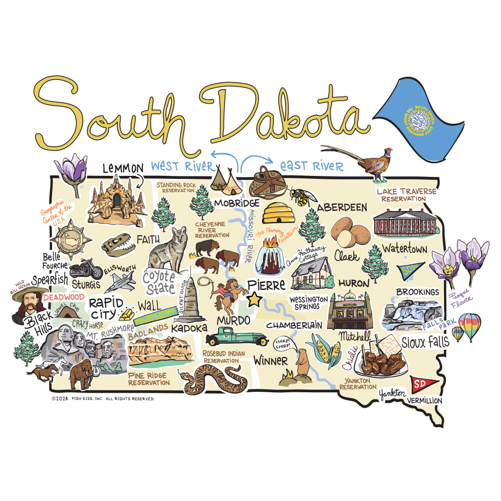 South Dakota Medium Iced Cup Coolie - Insulated Beverage Sleeve for Coffee, Tea, and Cold Drinks - Perfect for Road Trips, Camping, and Office Use