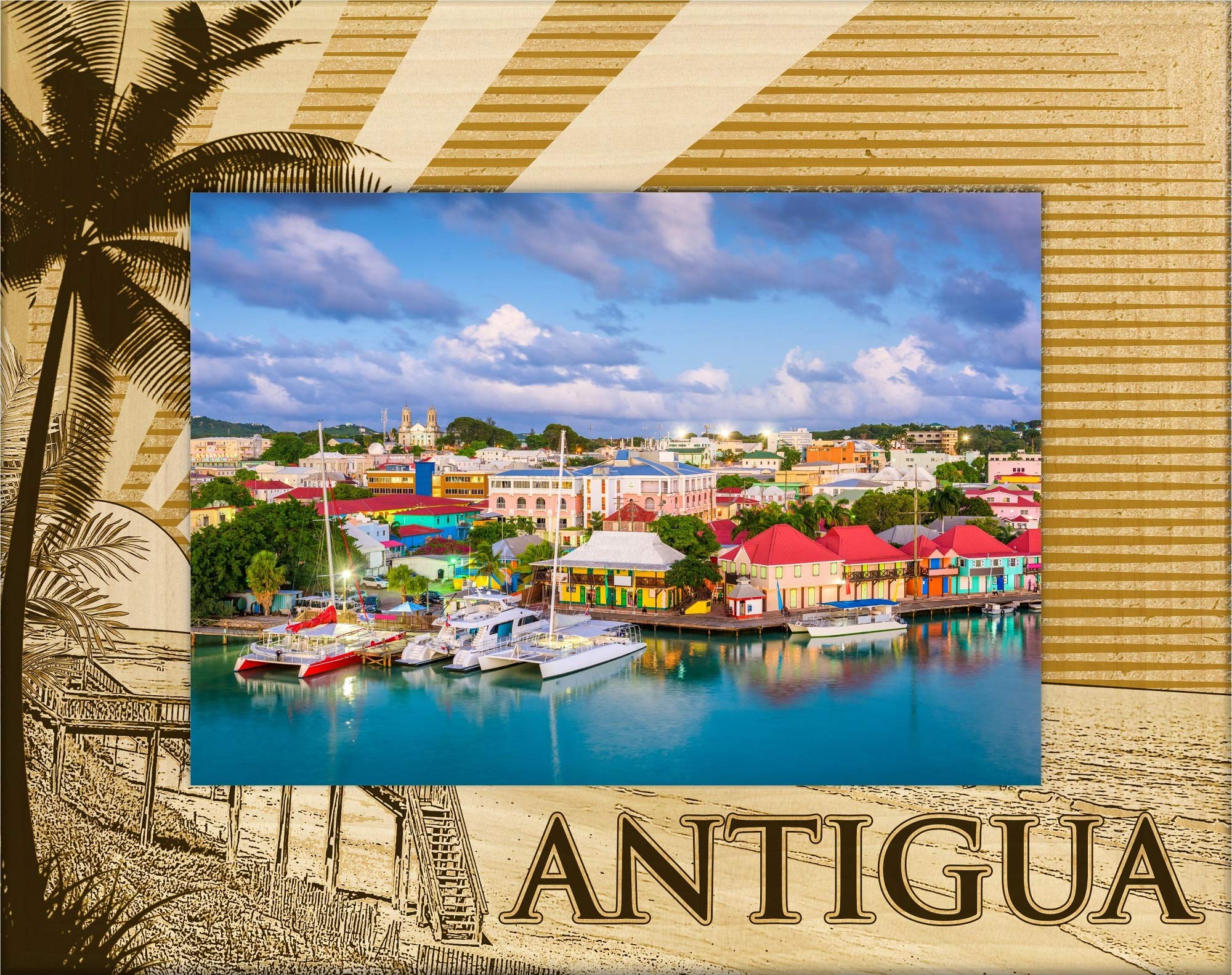Antigua Laser Engraved Wood Picture Frame 5x7 Inches - Handcrafted Wooden Photo Frame for Home Decor, Wedding, Anniversary & Gift Giving