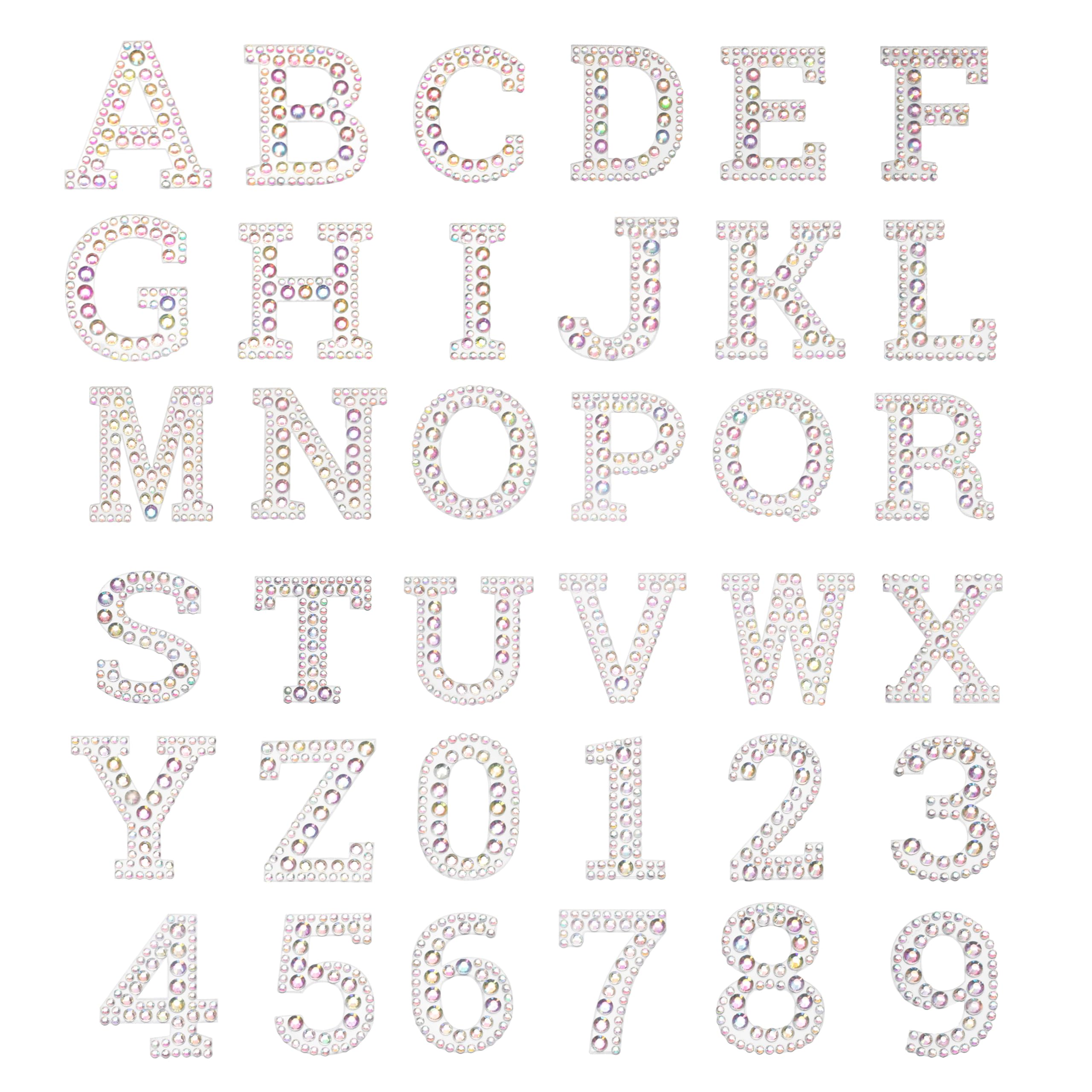 36Pcs Silver Holographic Rhinestone Alphabet Letter & Number Stickers - Self-Adhesive Crystal Gem Decals for DIY Crafts, Scrapbooking, Nail Art & Home Decor