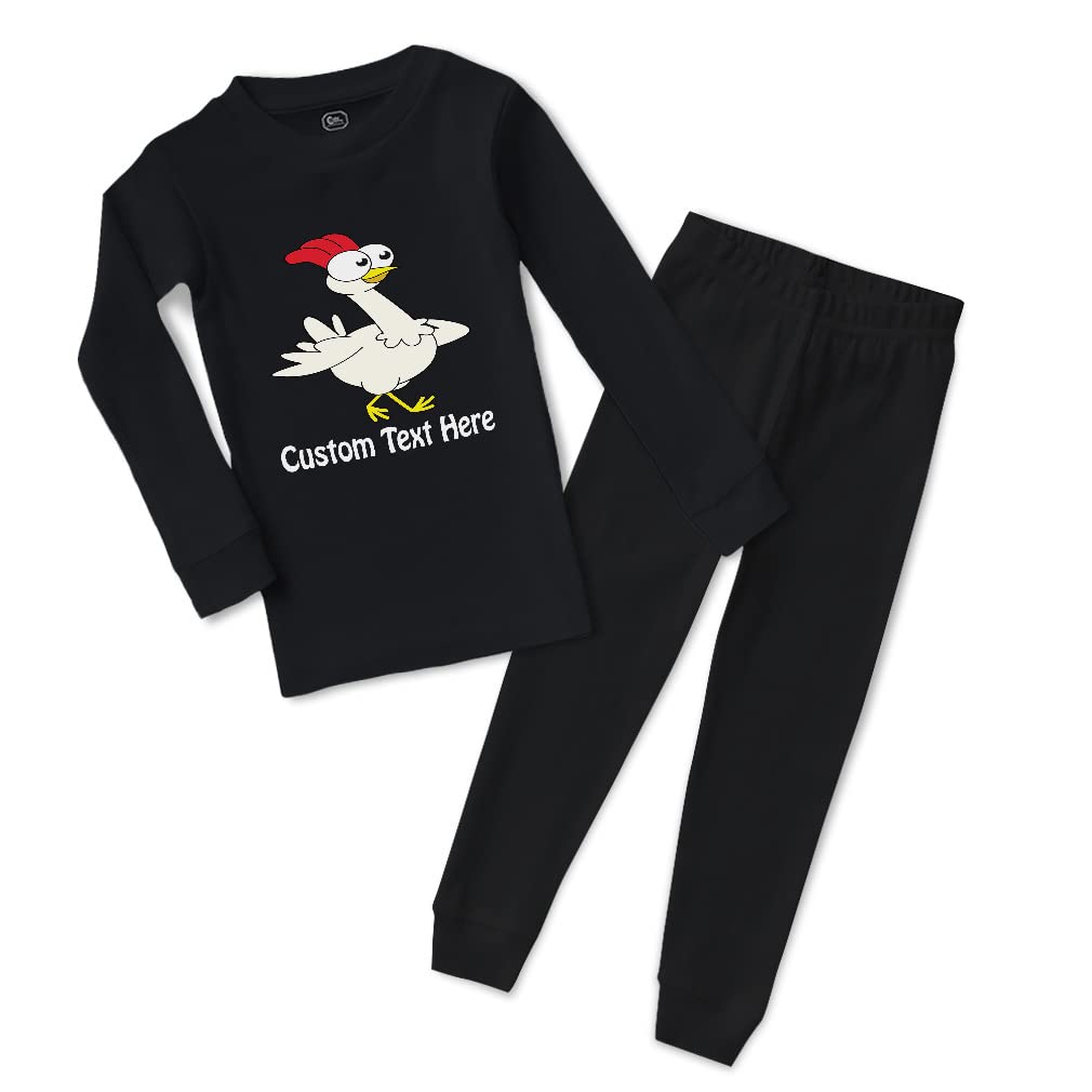 Custom Cotton Toddler Pajamas for Boys & Girls - Cute Chicken Walking Right Animal Farm Print - Snug Fit Sleepwear for Kids - Perfect for Bedtime & Playtime
