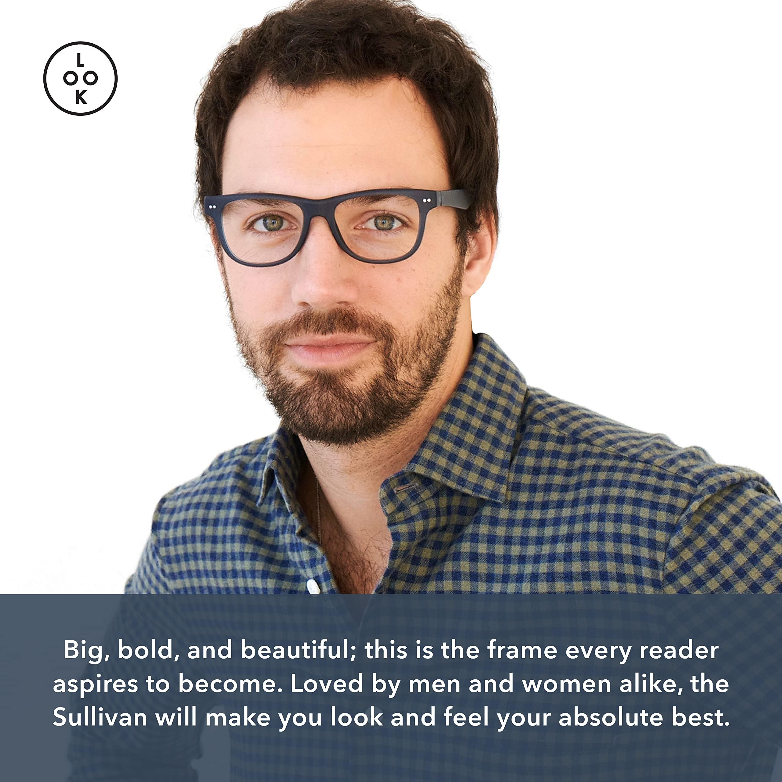 LOOK OPTIC Sullivan Reader - Stylish Unisex Reading Glasses with High Optical Quality, Comfortable & Scratch Resistant Lenses - Perfect for Reading Books, Using Digital Devices & Everyday Wear