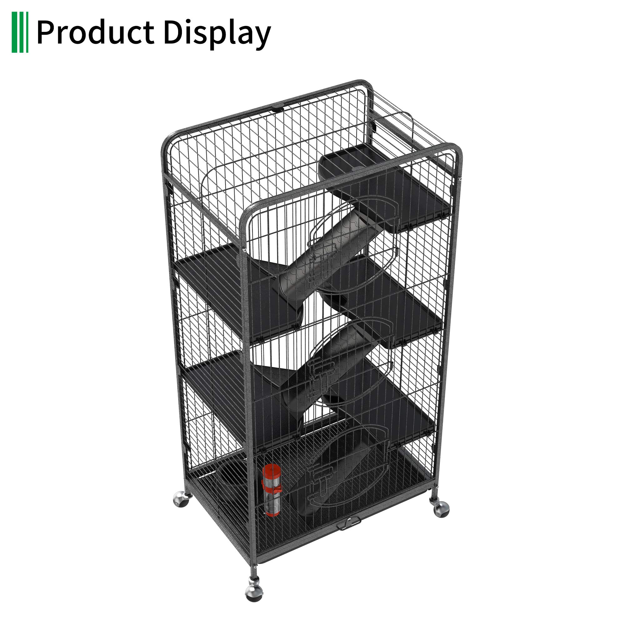 YITAHOME 52-inch Metal Small Animal Cage with Wheels - Indoor & Outdoor Ferret, Chinchilla, Rat, Squirrel, Guinea Pig, Bunny, Rabbit, Cat Cage - Black (MAYIH0010153MA) | Perfect for Home, Backyard, Pet Store & Vet Clinic Use