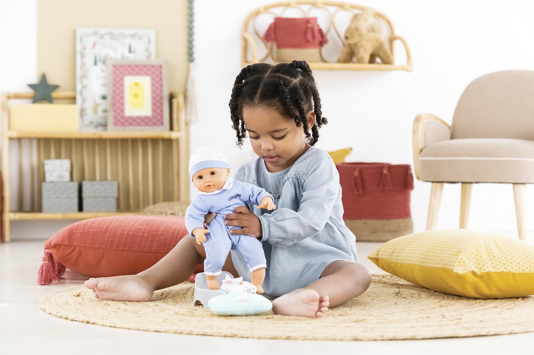 Corolle Potty and Wipe Baby Doll Accessory Set for 12 Inch Dolls - Realistic Toddler Potty Training Toy with Wipes for Pretend Play & Role Play Scenarios