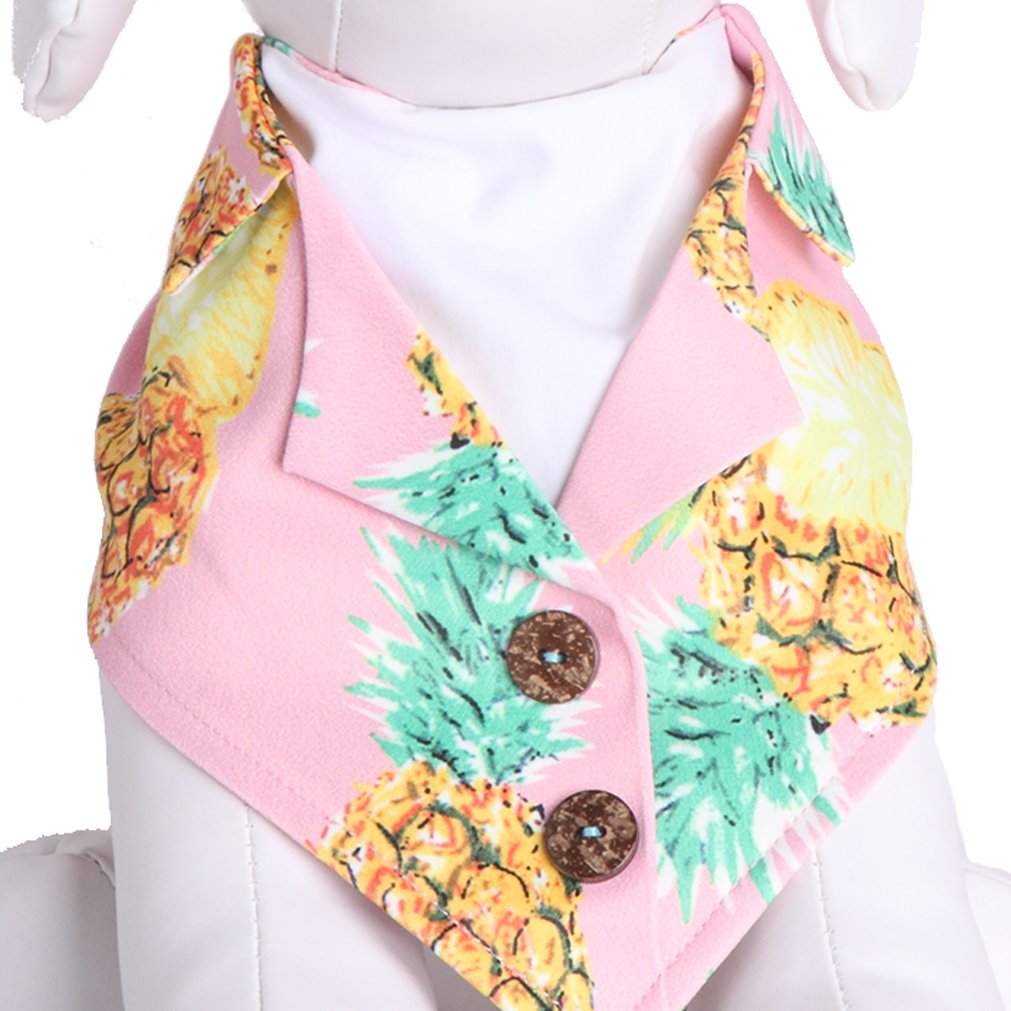 Pink Pineapple Hawaiian Dog Bandana - Formal Pet Bandana for Medium to Large Dogs - Perfect for Vacation, Beach, and Outdoor Adventures