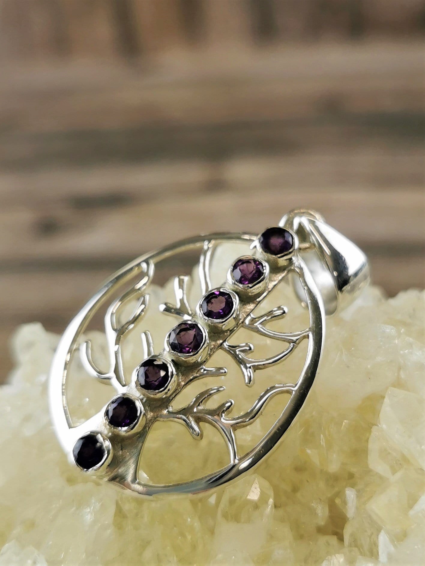 Natural Amethyst Tree of Life Pendant Necklace - Healing Crystal Jewelry for Women - Perfect for Meditation, Spiritual Gifts & Everyday Wear
