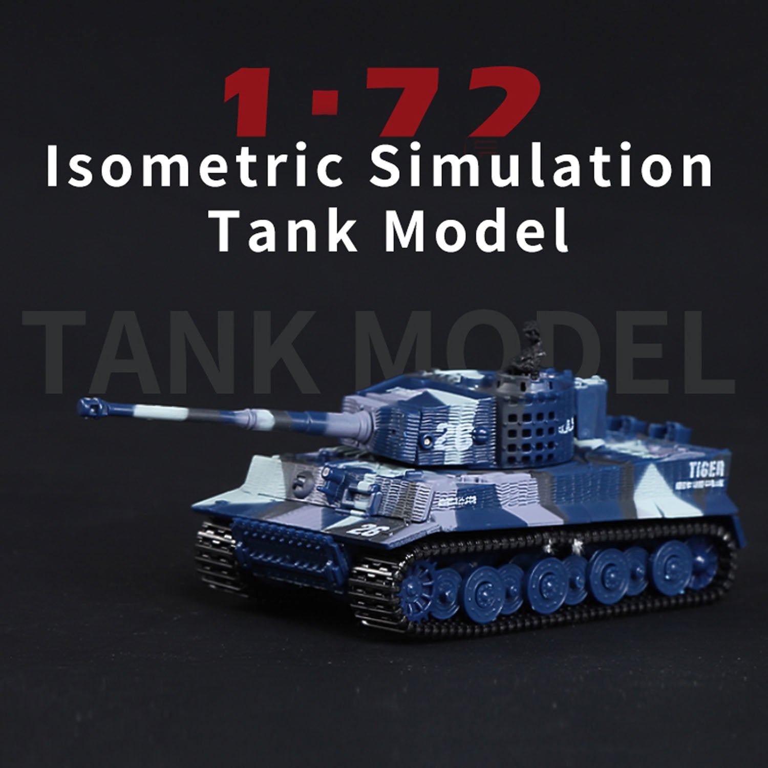 1/72 Scale RC Tank - German Tiger Battle Remote Control Panzer with 360° Rotating Turret, RTR Mini Toy with Sound Effects (12x5.5x5.5cm) - Perfect for Military Collectors, Battle Reenactments & Indoor Play
