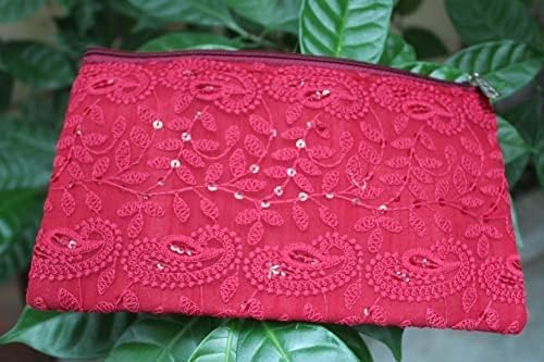 Premium 2-Pack Maroon & Pink Cosmetic Bags with Dual Zippers - Waterproof Makeup Organizer for Travel, Gym & Daily Essentials Storage