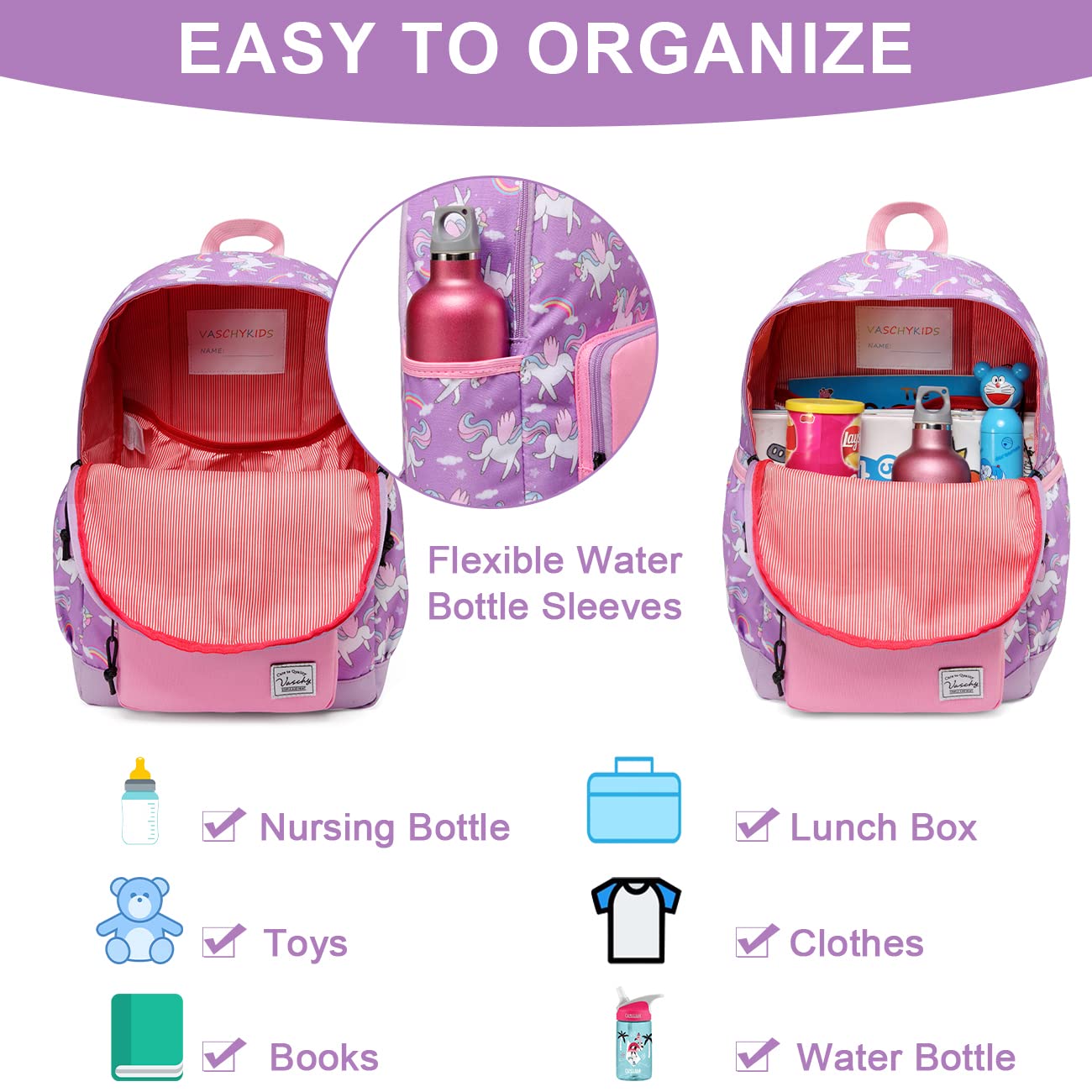 VASCHY Kids Backpacks - Lightweight Waterproof School Backpack for Boys & Girls with Adjustable Chest Strap | Perfect for Preschool, Daycare & Travel