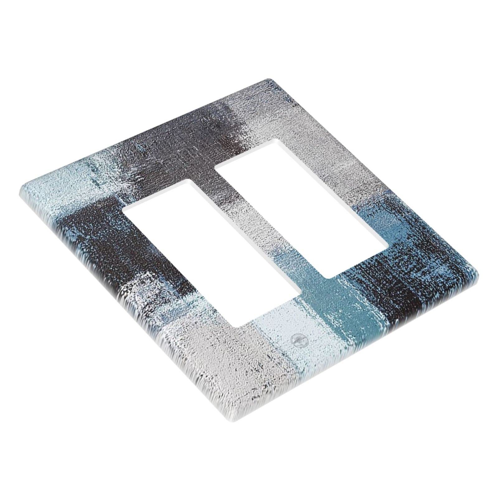 Blue Gray Double Rocker Light Switch Cover - Decorative 2 Gang Rocker Wall Plate - Funny Light Switch Faceplate 4.5 x 4.5 Inch - Perfect for Home, Office & Kids Room Decor