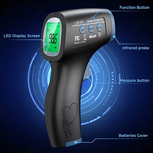 Non-Contact Infrared Thermometer with LCD Display & Memory Function - Fast, Accurate Digital Thermometer for Adults, Babies, Kids - Perfect for Home, Office, Medical Use and Fever Screening