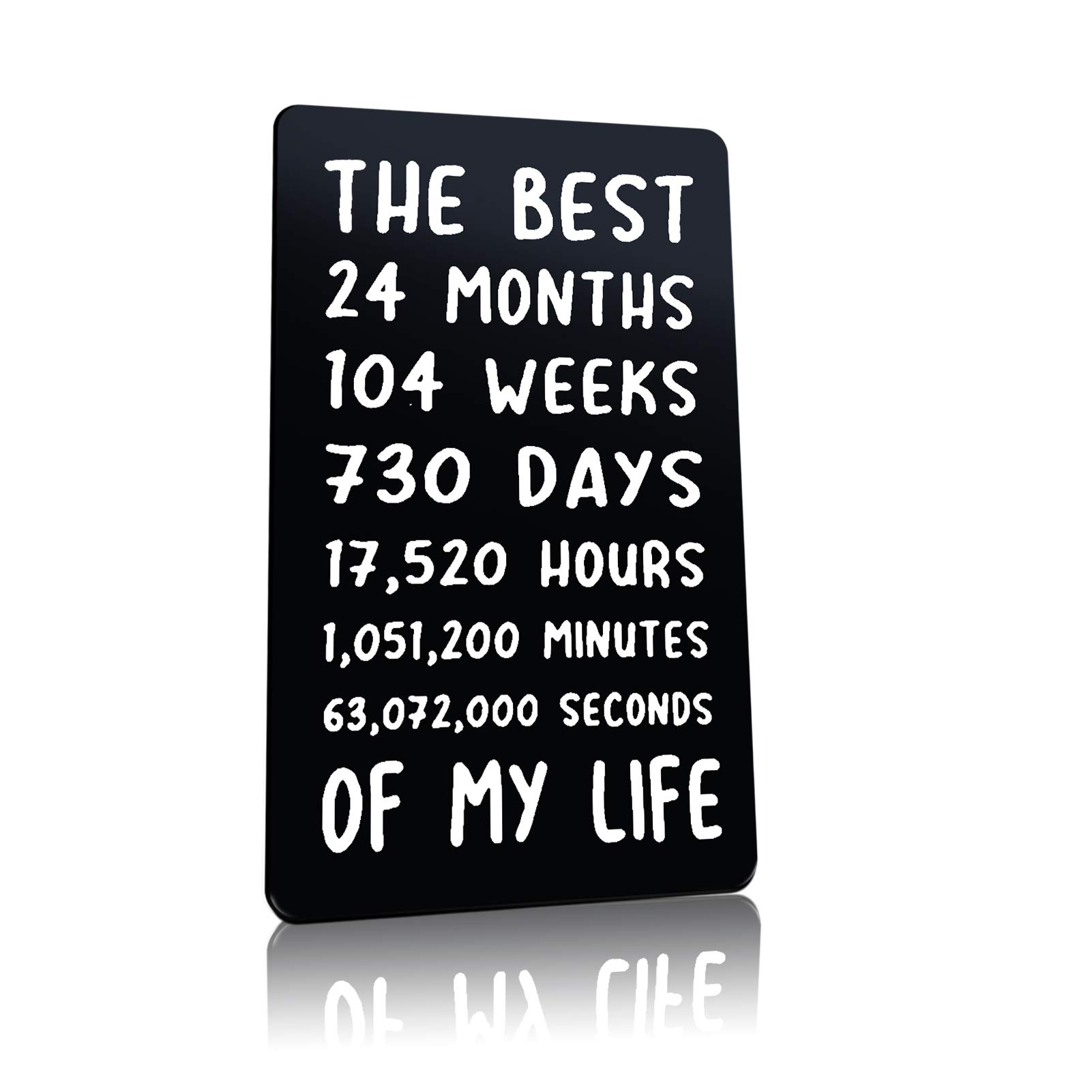 2 Year Anniversary Card for Him - Engraved Wallet Insert Gift for Boyfriend, Husband | 2nd Wedding Anniversary, Christmas, Valentine's Day Present | Romantic Keepsake for Couples & Special Occasions