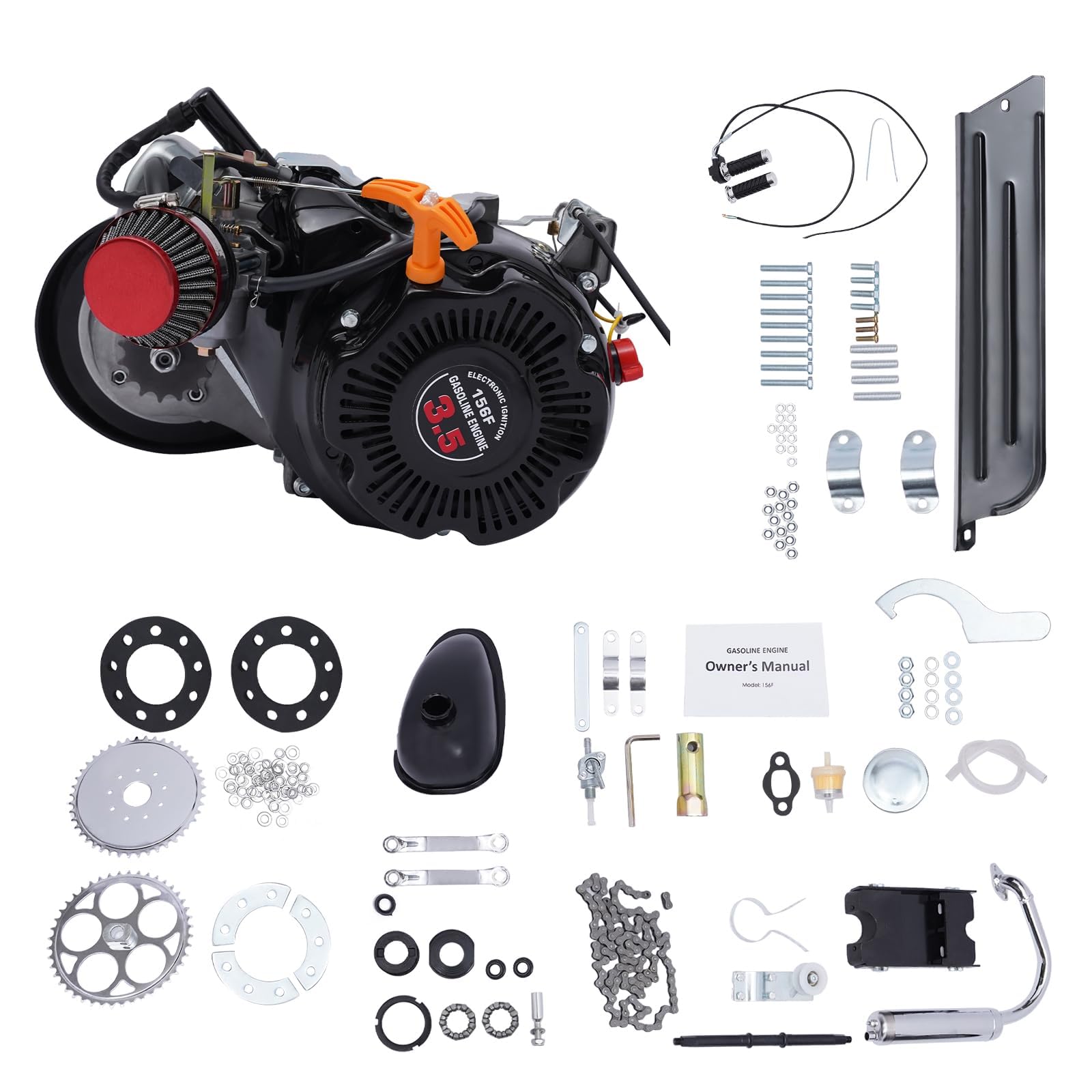 TFCFL 100CC 4-Stroke Bicycle Engine Kit - Gas Motorized Bike Conversion Kit for Adults - Complete Air-Cooled Petrol Motor Scooter Engine Set (3600RPM) - Perfect for DIY Bike Projects, Commuting, Off-Road Dirt Bikes, ATVs & Scooters