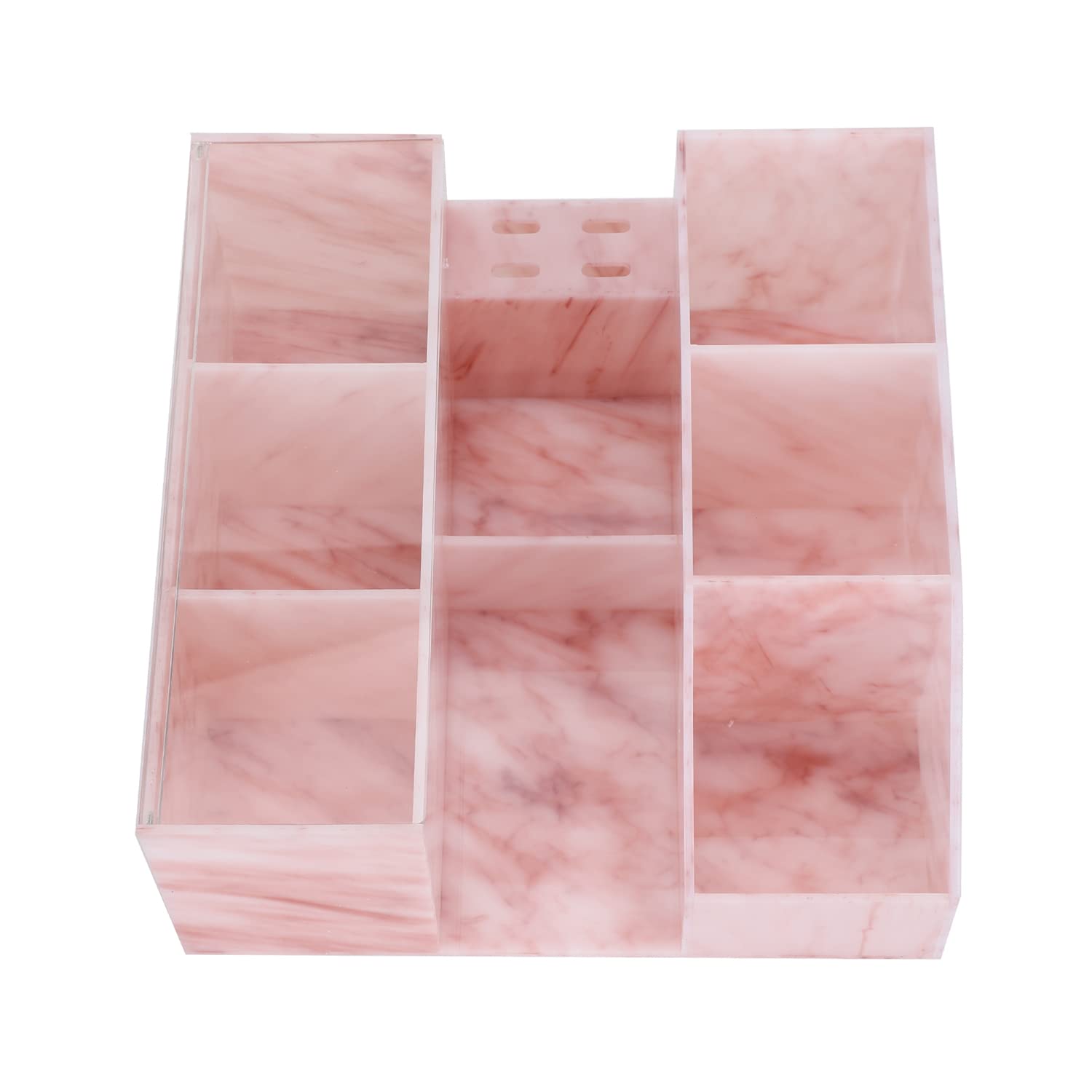 Acrylic Eyelash Extension Organizer with Tweezers Holder - Marble Pink Beauty Tool Storage Box for Lash Artists & Home Salon Use | Perfect for Professional Eyelash Extension Kits & DIY Beauty Storage