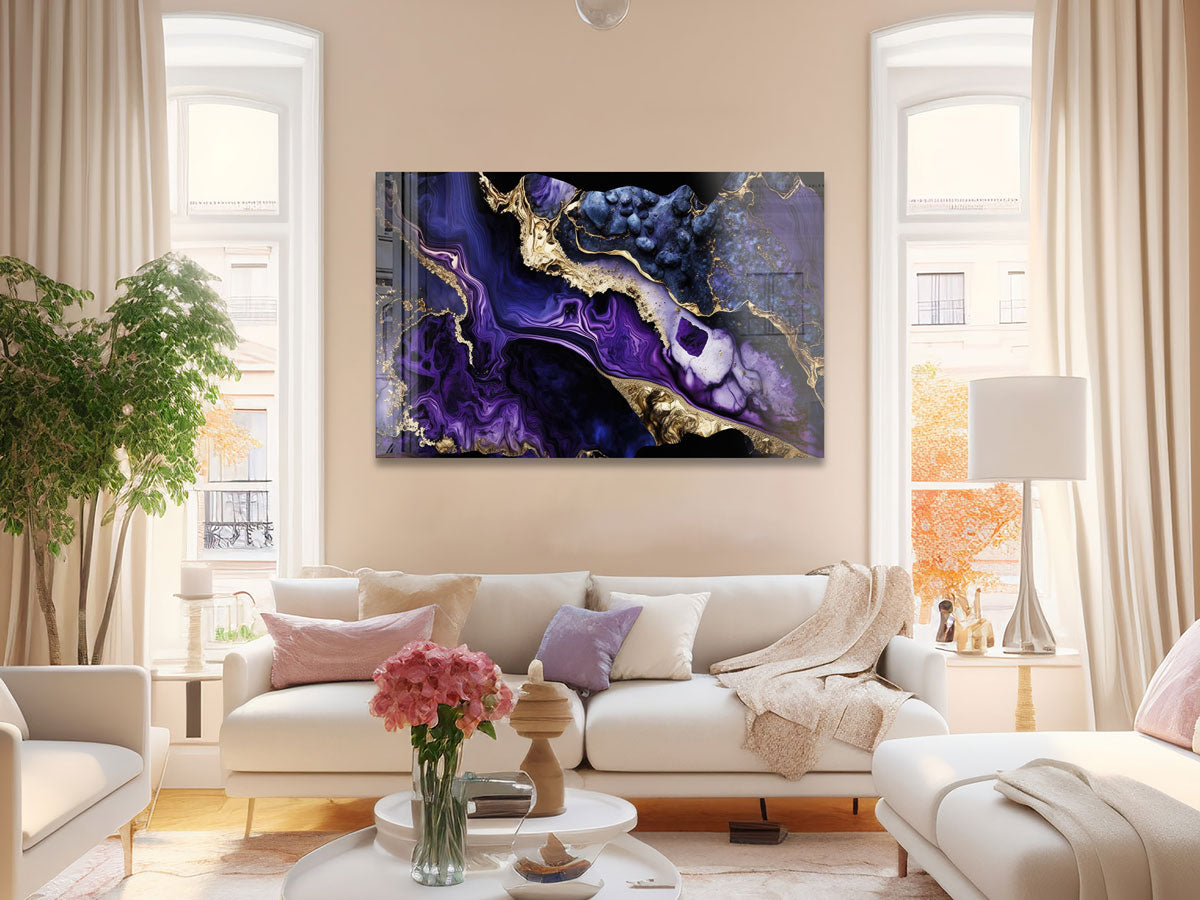 Elegant Violet Marble Design Home Decor - Perfect for Living Room, Bedroom & Office Accents