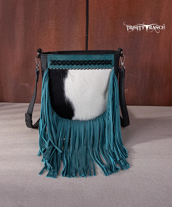 Trinity Ranch Genuine Cowhide Leather Fringe Crossbody Purse for Women - Stylish Western Boho Handbag for Daily Use, Travel & Music Festivals