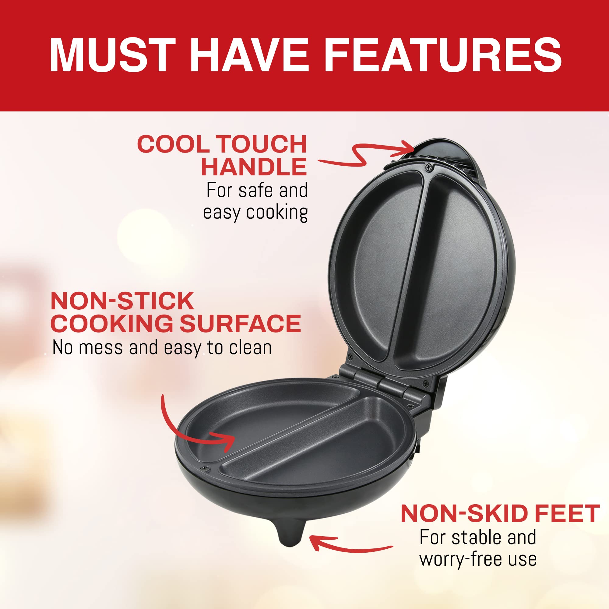 Elite Gourmet EOM205 Non-Stick Omelet Maker - 2 Individual 6.5