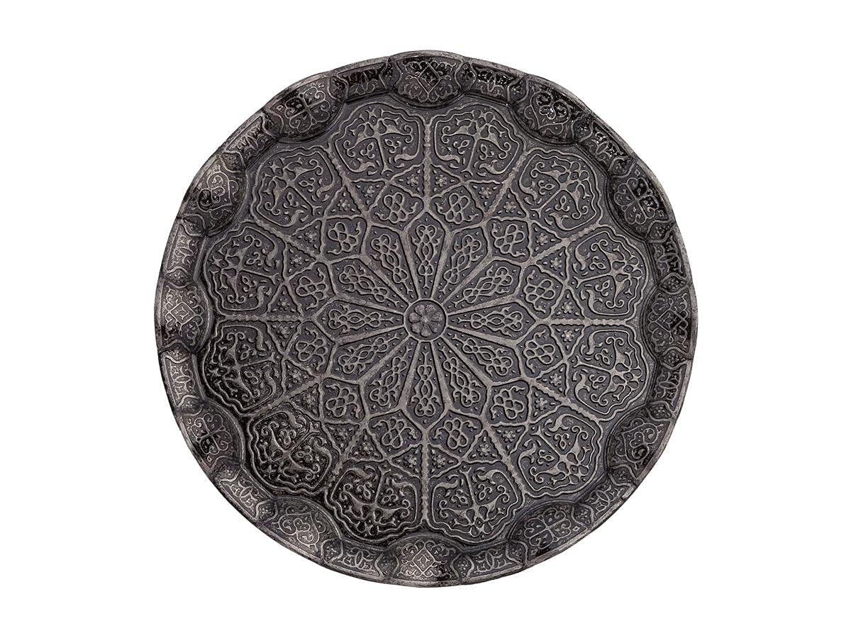 Premium Turkish Greek Arabic Coffee Cup & Saucer Set - 6 Porcelain Espresso Cups with Dark Silver Finish - Perfect Gift for Coffee Lovers, Ideal for Home, Office & Traditional Coffee Ceremonies