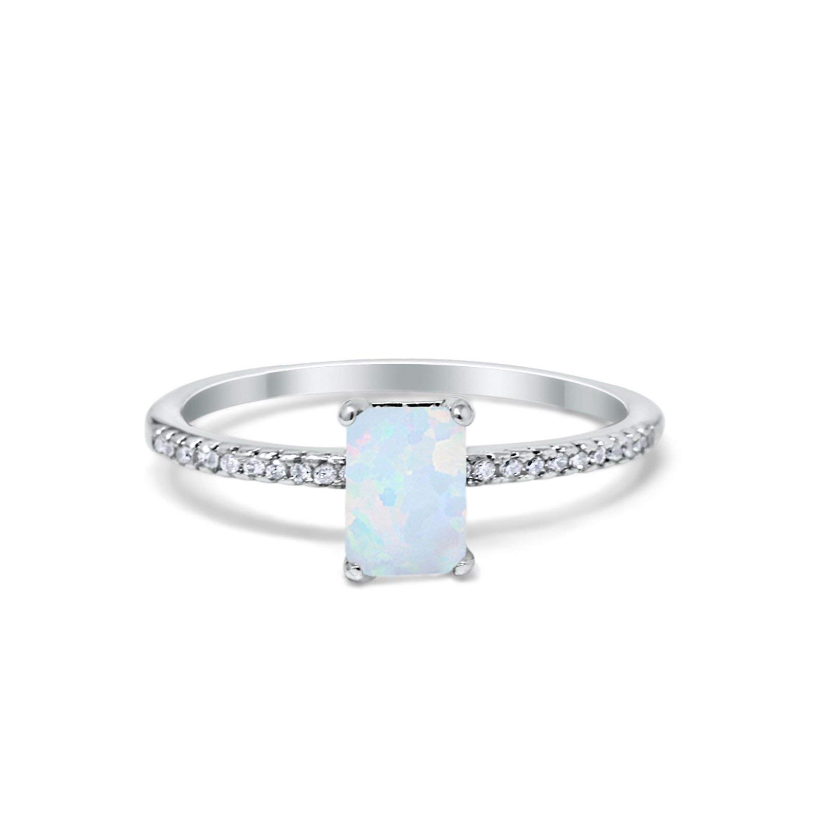 Blue Apple Co. Art Deco Radiant Cut Wedding Engagement Ring - 925 Sterling Silver Round Cubic Zirconia for Women - Perfect for Proposals, Anniversaries & Special Occasions