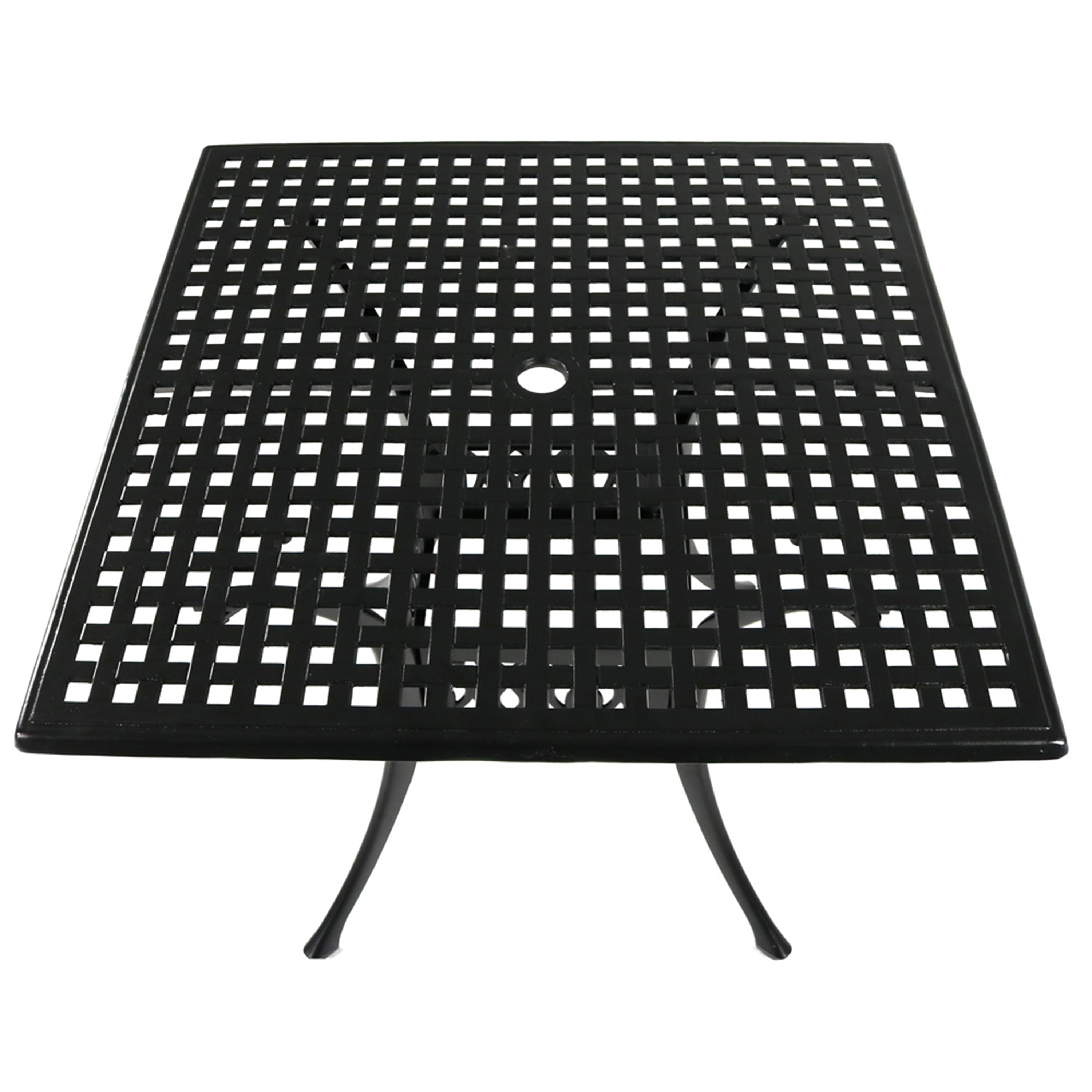 Sunnydaze Black Cast Aluminum Square Outdoor Dining Table 35 Inch - Perfect for Patio, Garden, and Backyard Entertaining