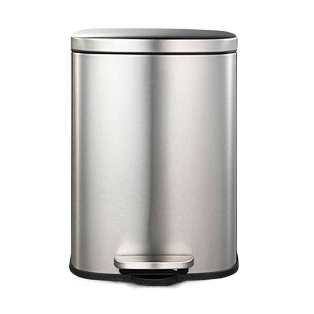 ROSPRO 12L Stainless Steel Step Trash Can with Lid - Silver Pedal Bin for Bathroom, Kitchen, Office - Odor-Proof Recycling Waste Basket Garbage Bin for Home & Commercial Use