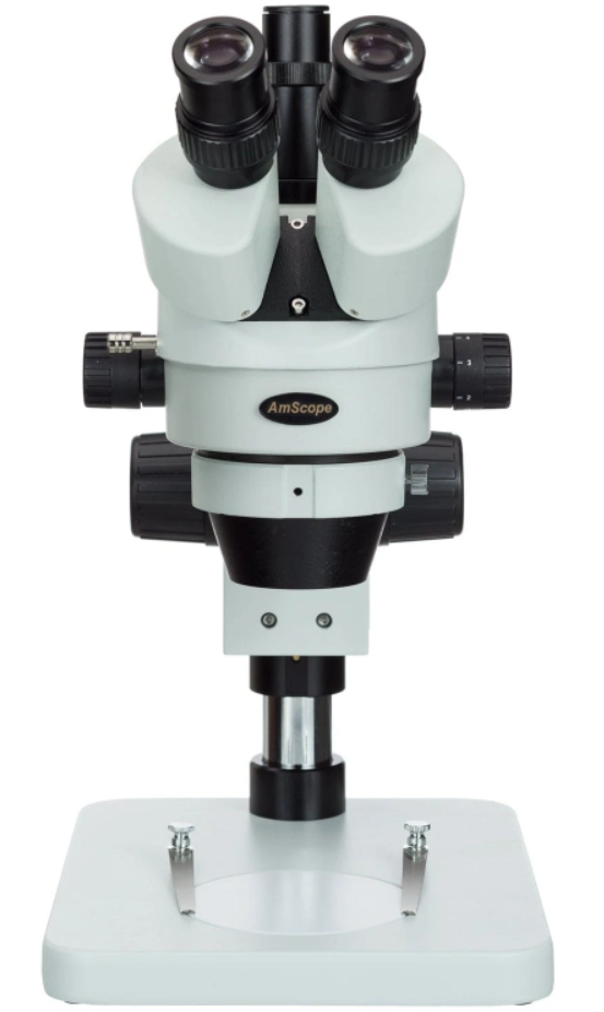 Amscope SM-1TSZ-V203 3.5X-90X Zoom Trinocular Stereo Microscope with Table Pillar Stand - Professional Lab & Educational Use for PCB Inspection, Jewelry Appraisal, and Biological Research