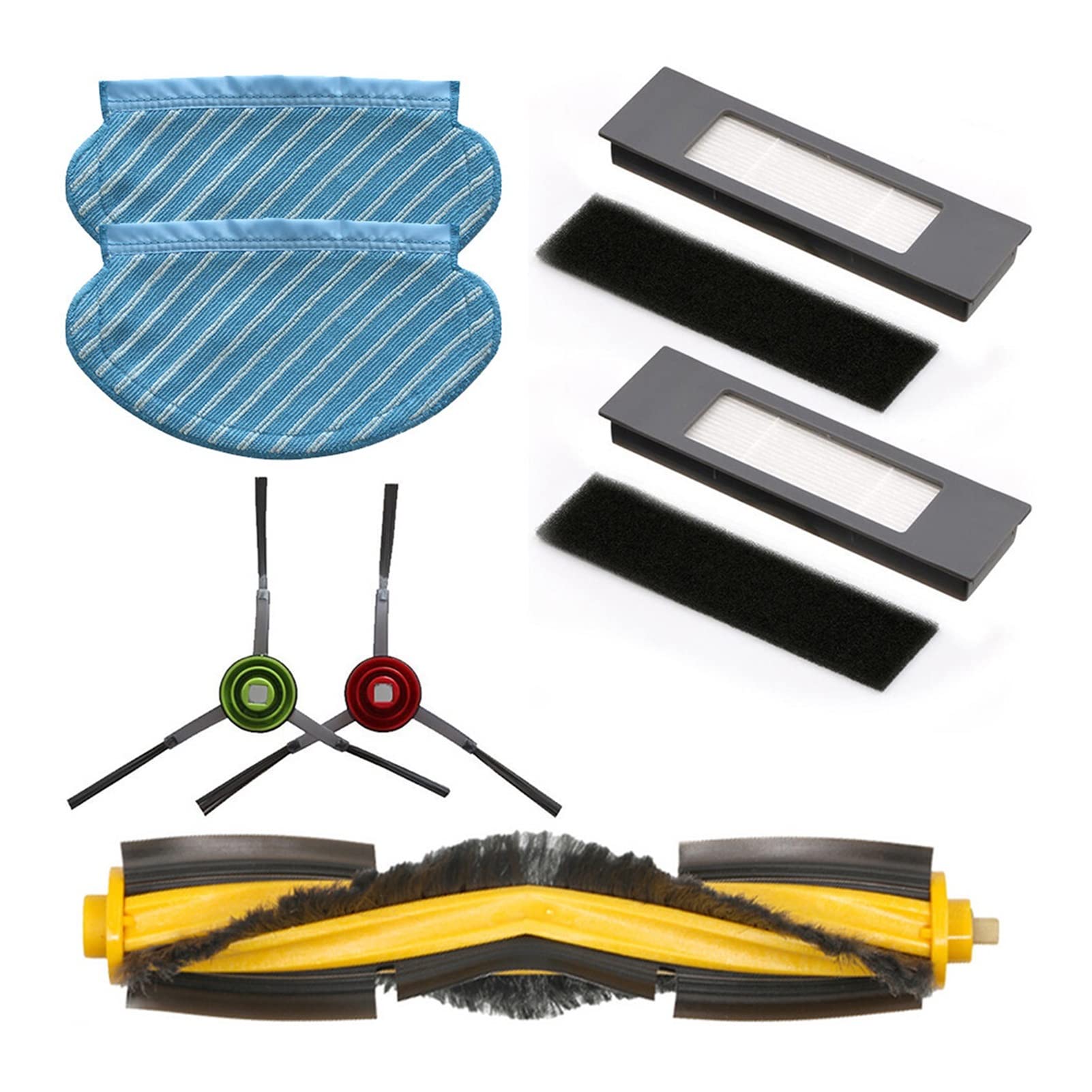 COOLDI Replacement Roller Brush & Microfiber Pad with Fine Dust Filter - Compatible with Yeedi Vac Max Robot Vacuum Cleaner - Household Cleaning Accessories for Hardwood Floors & Carpets - Perfect for Pet Hair Removal & Daily Cleaning