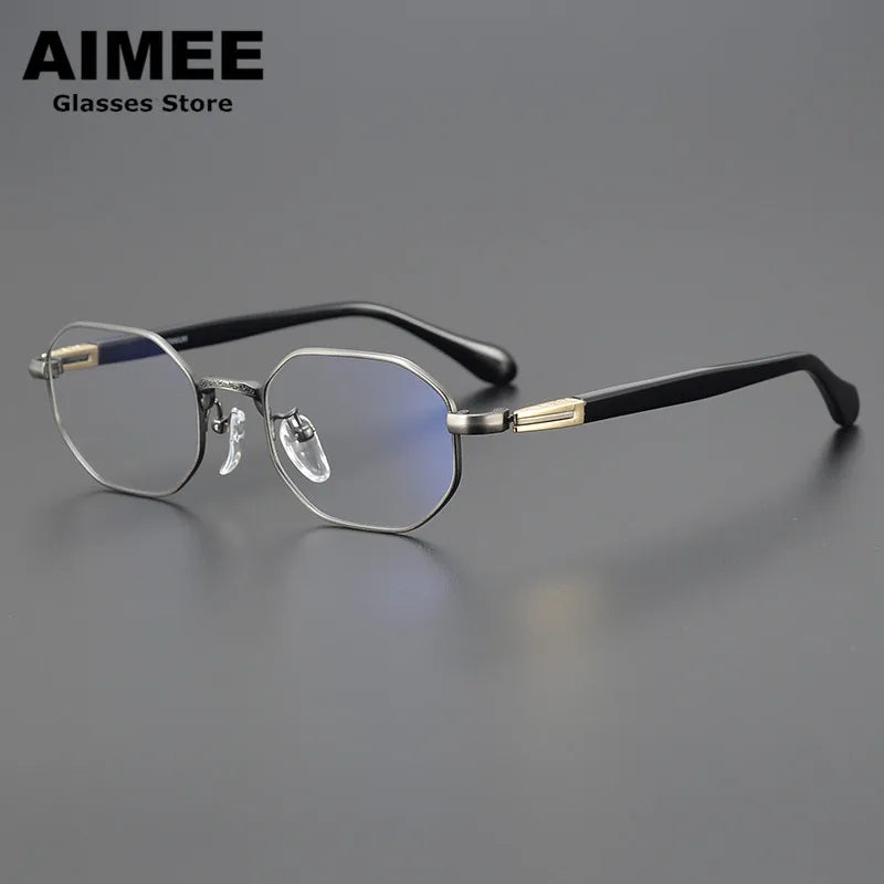 Stylish Aimee Unisex Full Rim Flat Top Polygon Titanium Eyeglasses Frame 11092 | Lightweight & Durable | Perfect for Work, Reading & Fashion Accessories