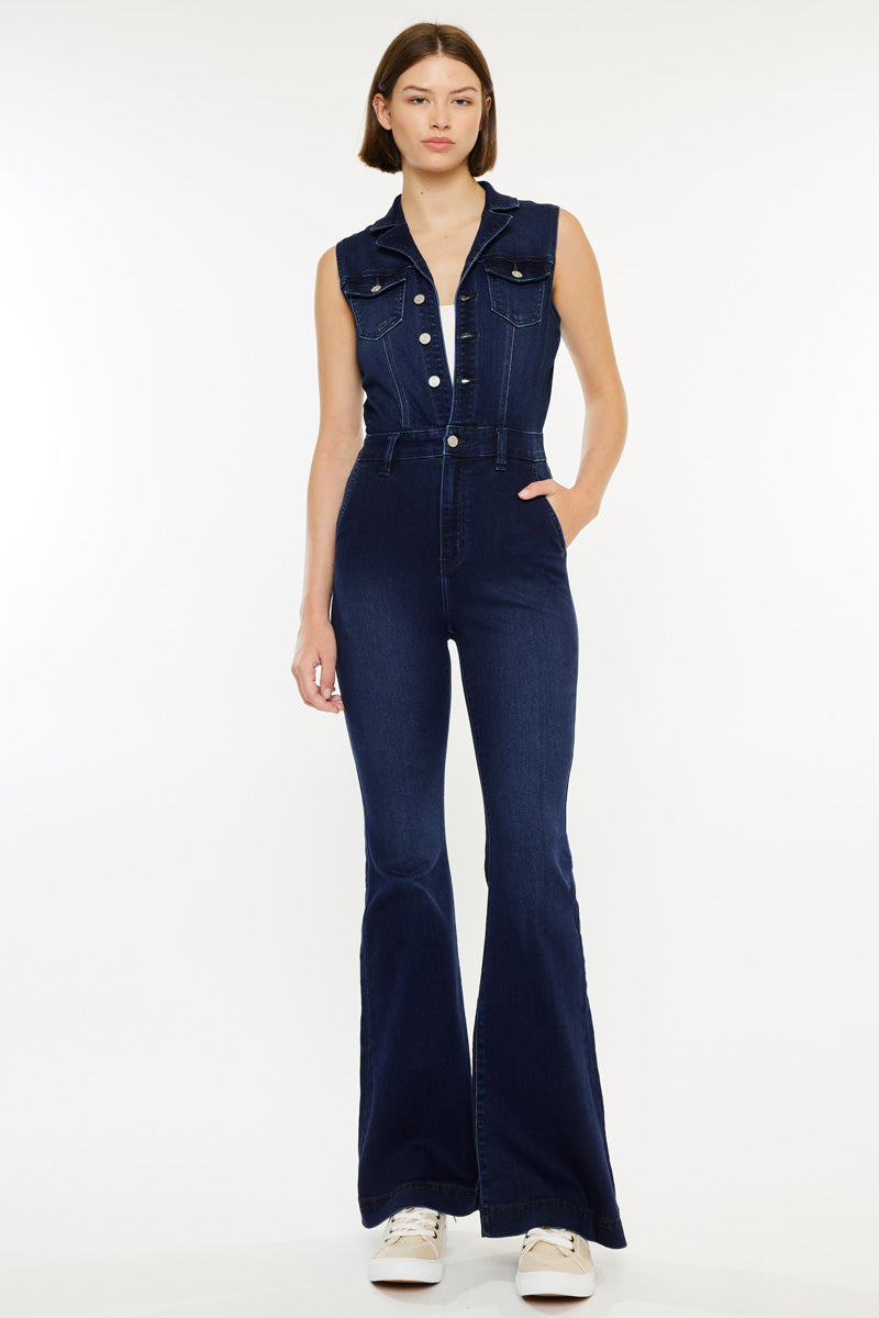 Fawn Super Flare Jumpsuit for Women - Trendy High Waisted Wide Leg Romper with Pockets | Perfect for Casual Outfits, Date Nights & Summer Vacations