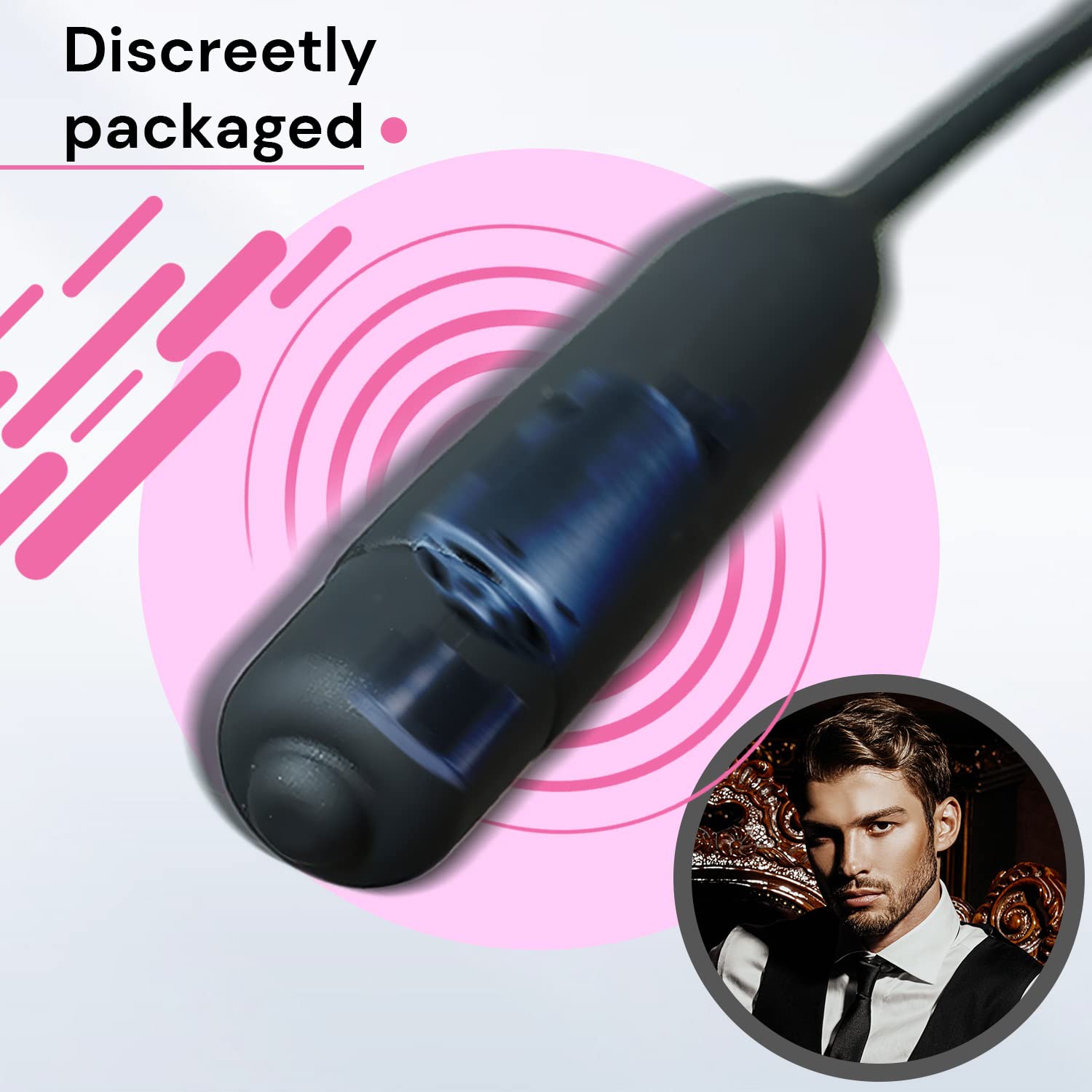 25.5cm Silicone Urethral Plug Penis Vibrator for Men - Black, 0.6cm Diameter, Single Frequency Vibrating Urethral Sounding Toy (Great for Solo Play & BDSM Scenes)